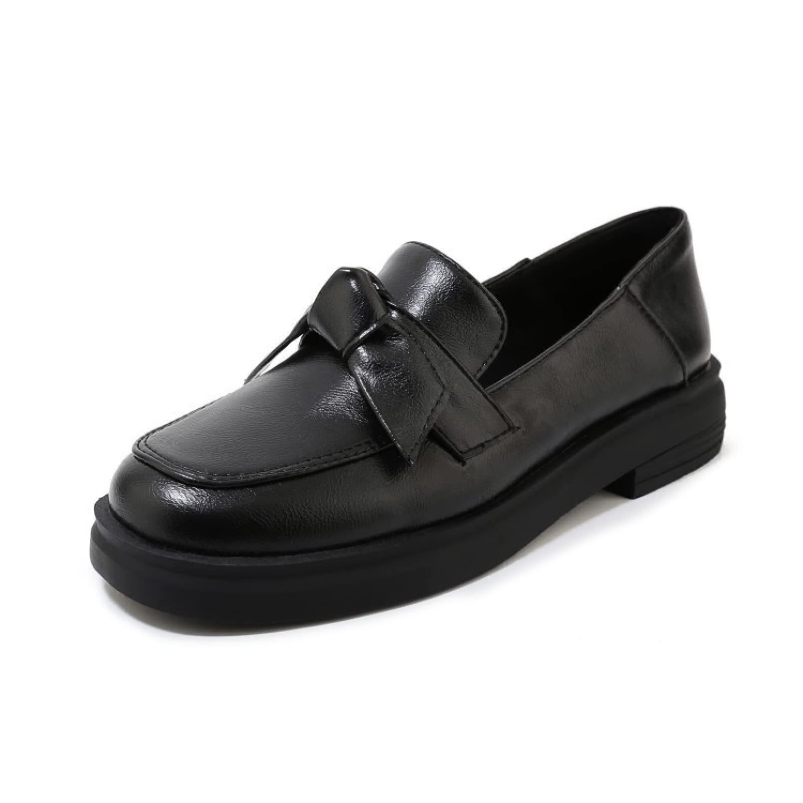Women's Platform Mary Jane Shoes - Round Toe PU Leather Oxfords with Bowknot | Classic Slip-On Loafers for Women | Perfect for Office, Dating & Casual Wear
