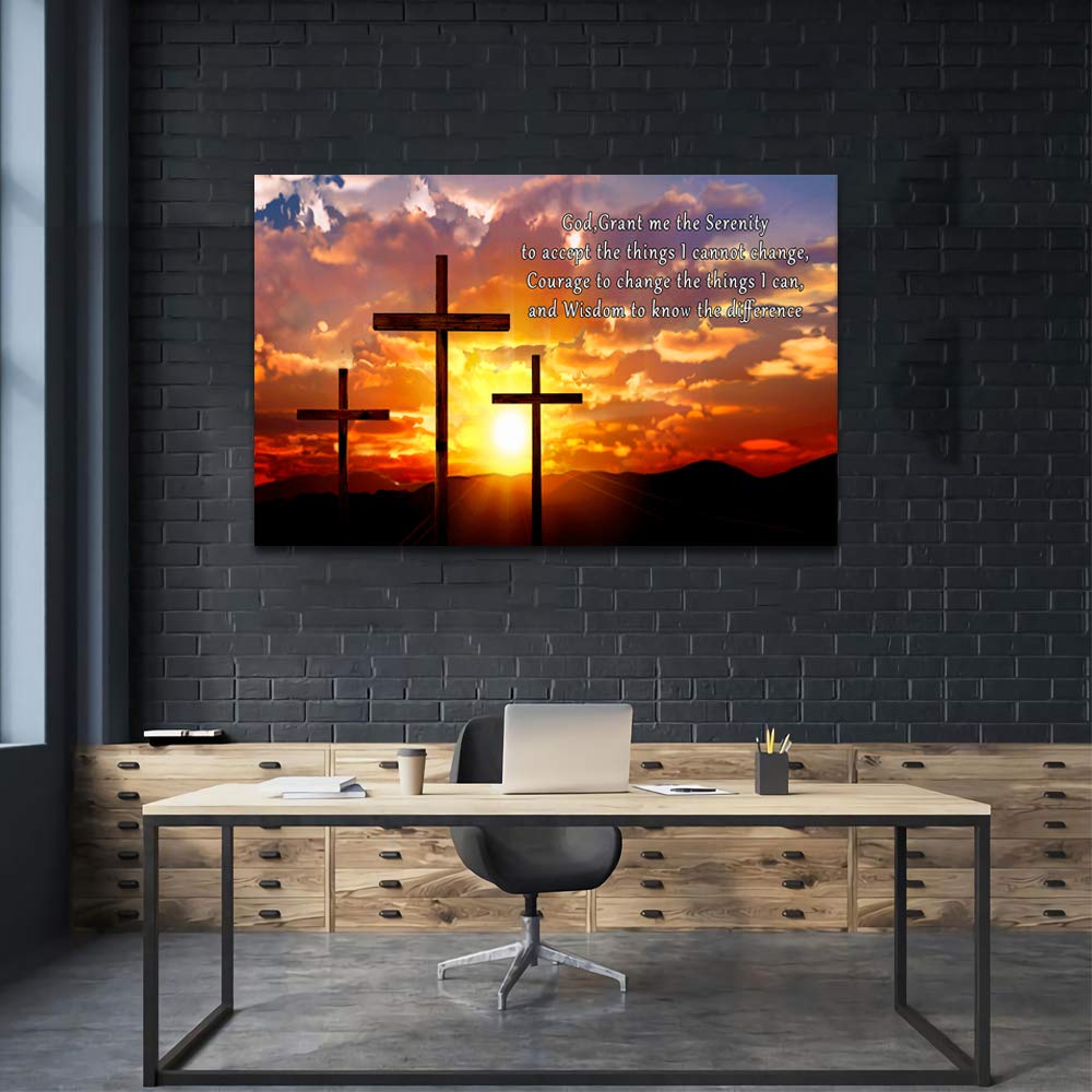 AMART SUN Bible Verses Canvas Wall Art - Christian Scripture Painting with Crosses - Large Framed Religious Decor for Home & Office - Ready to Hang Jesus Modern Artwork - Perfect for Prayer Rooms, Church Gifts & Faith-Based Interior Design