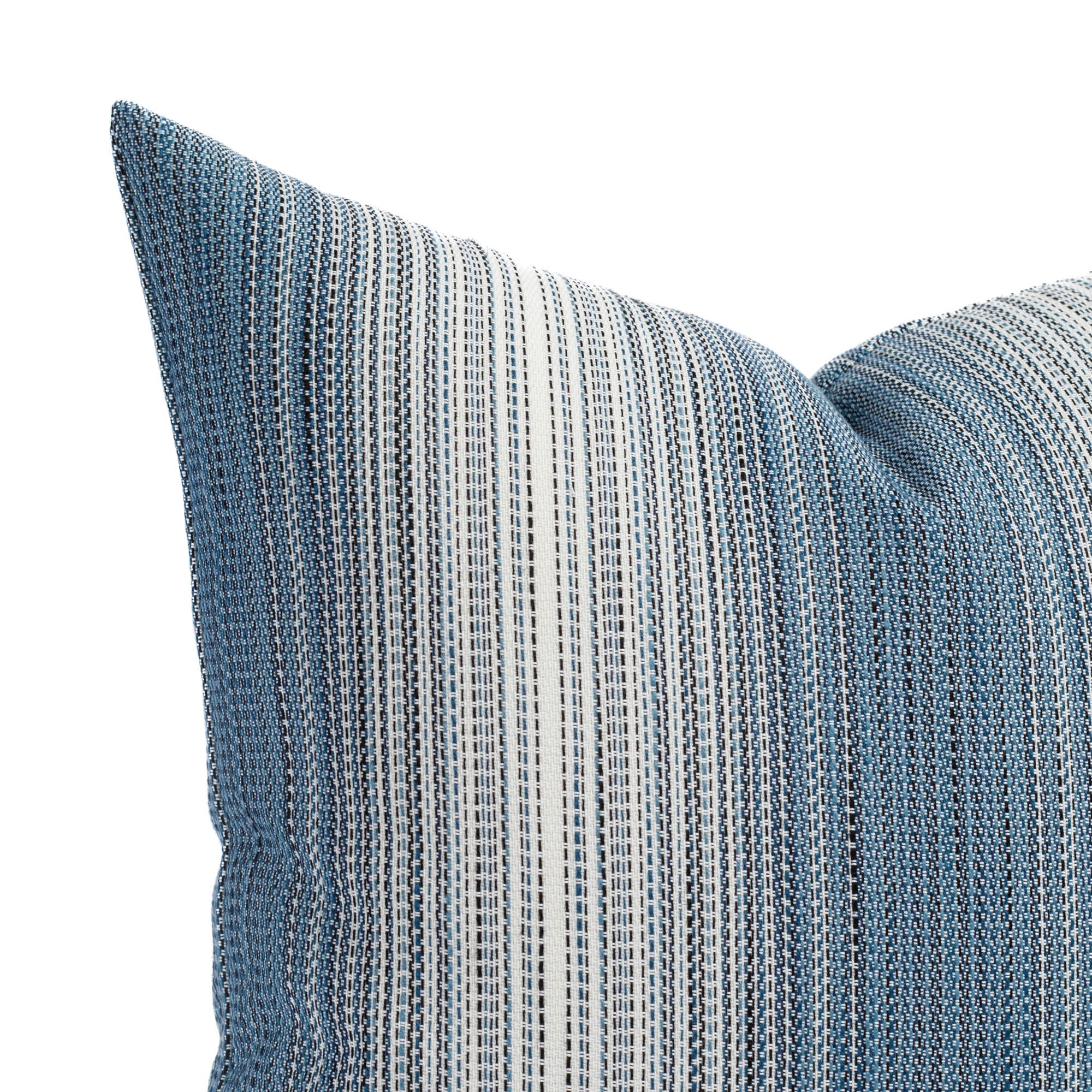 Mateo Stripe 20x20 Outdoor Pillow Cover - Indigo Blue Waterproof Decorative Throw Pillow for Patio, Garden, Poolside & Porch
