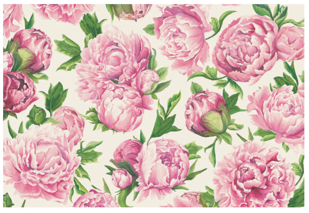 Peonies in Bloom Placemat Pad - Set of 18 Sheets for Dining Table Decor, Kitchen Protection & Party Place Settings