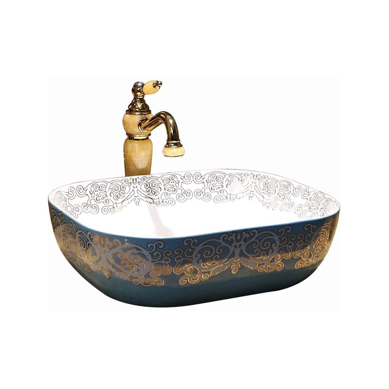TONPOP Modern Ceramic Vessel Sink - White Porcelain Bathroom Countertop Basin for Vanity, Above Counter Art Design - Perfect for Powder Rooms, Guest Baths & Contemporary Home Decor