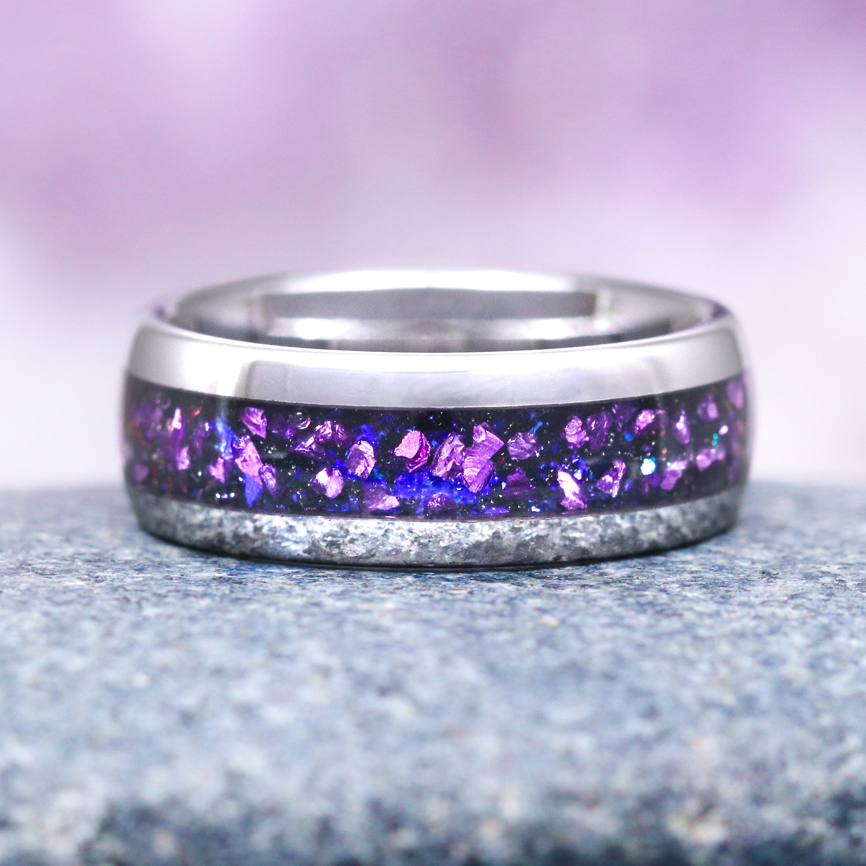 8MM Tungsten Carbide Alexandrite & Starry Night Wedding Band for Men - Durable Comfort Fit Ring for Engagement, Anniversary & Special Occasions