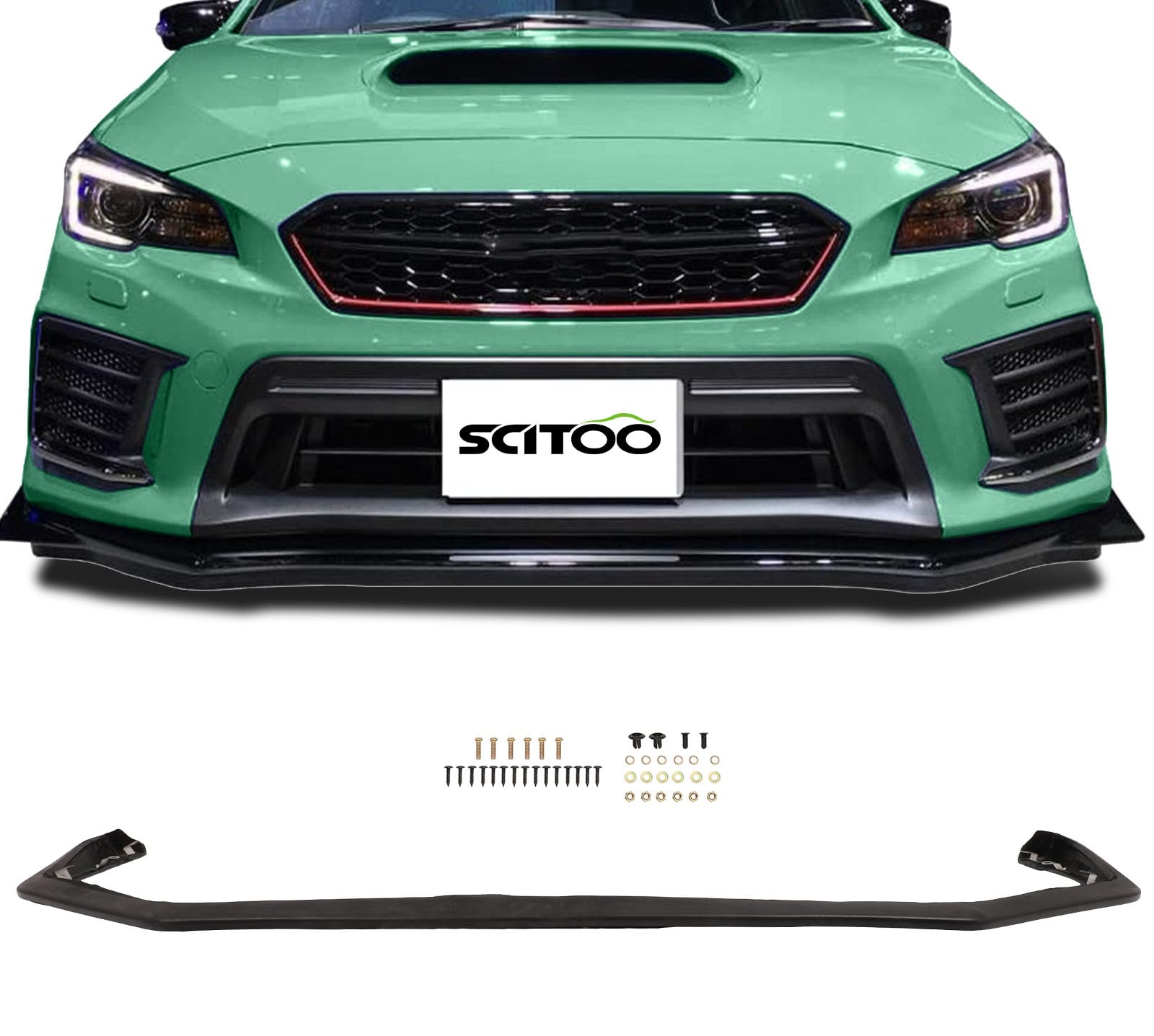 SCITOO Glossy Black CS Style Front Lip Spoiler for 2015-2020 Subaru WRX STI | Front Bumper Lip | Enhance Aerodynamics & Sporty Look for Street Racing & Car Shows