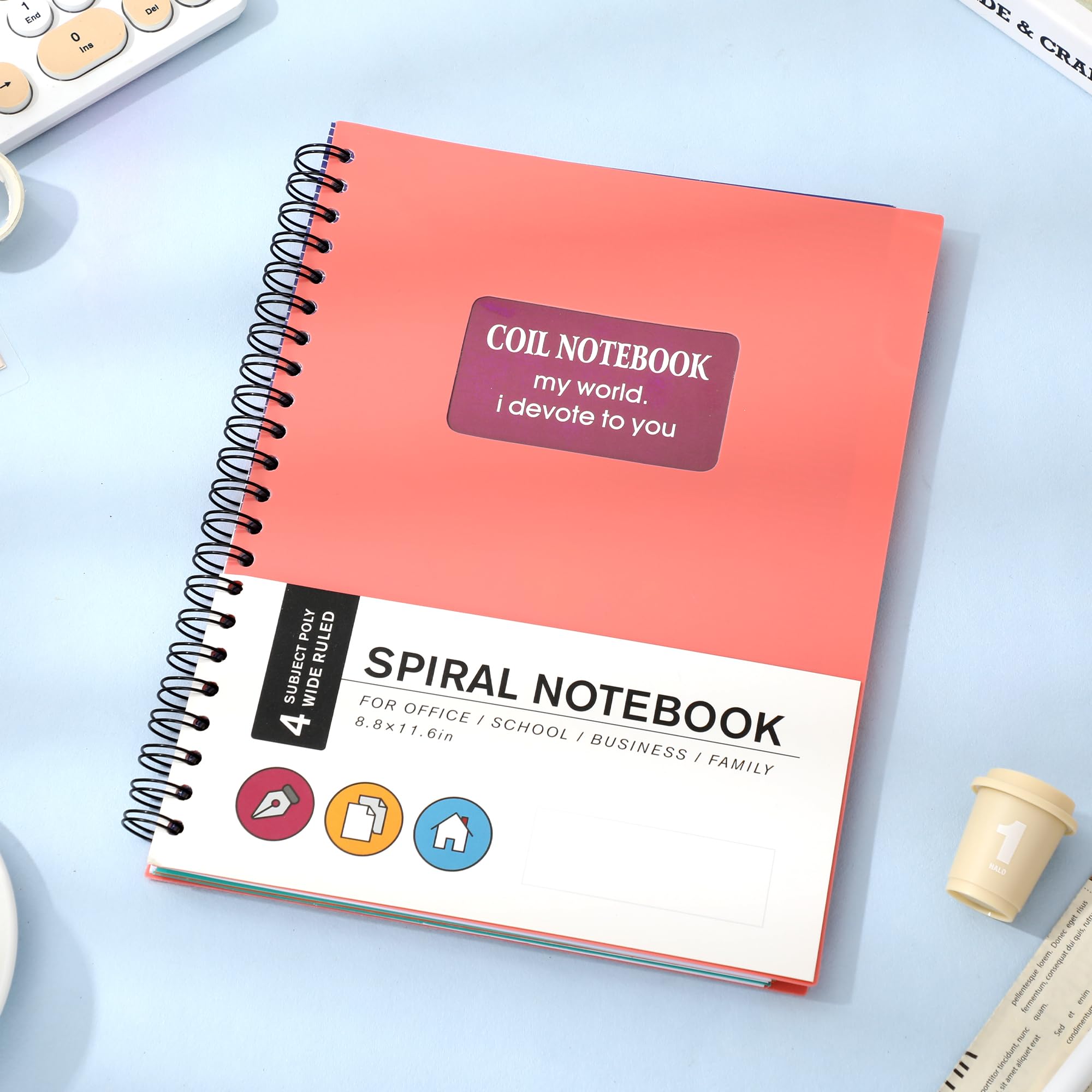 Yoment 5 Subject Spiral Notebook 8.5