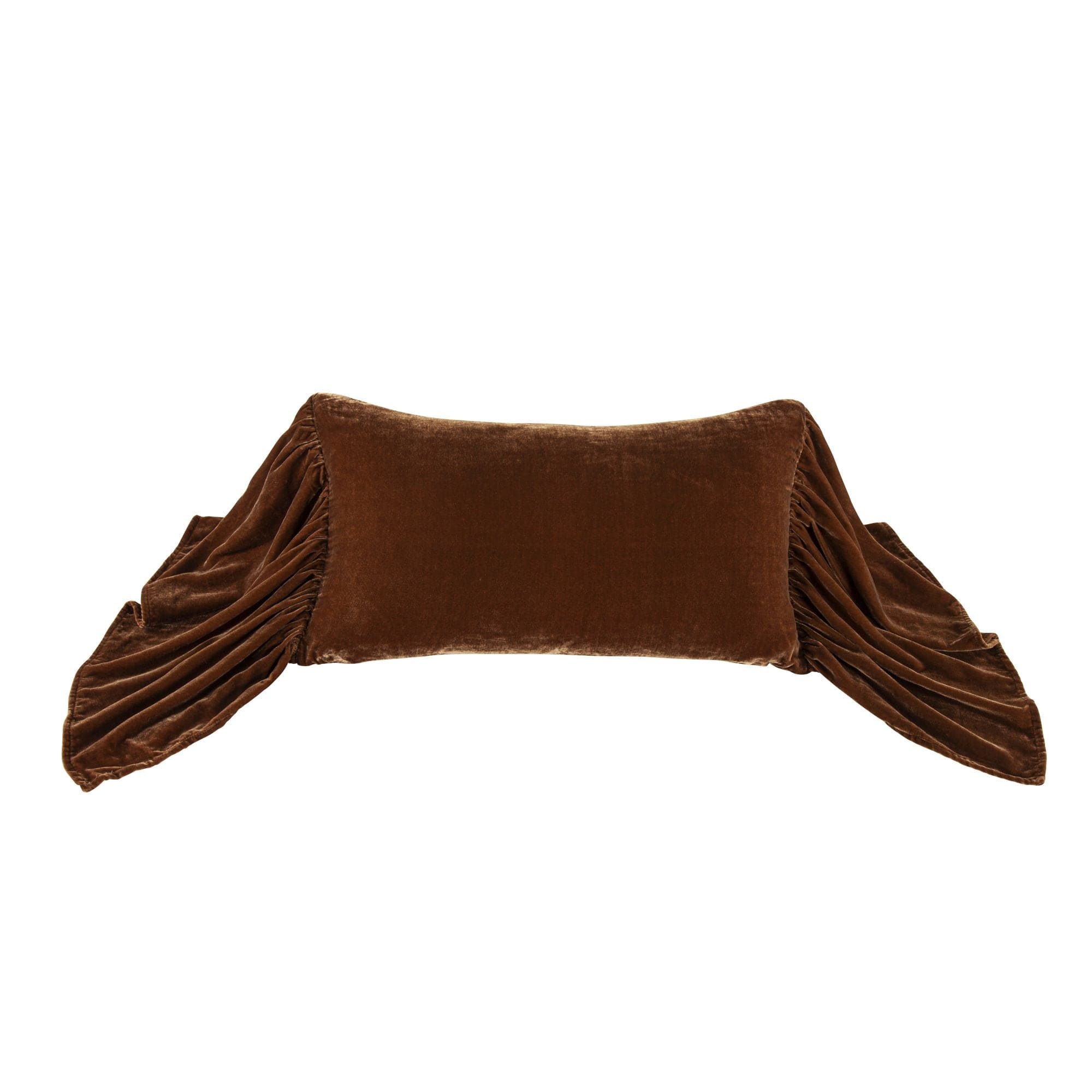 Luxury Stella Faux Silk Velvet Long Ruffled Pillow - Elegant Home Decor for Sofa, Bed & Living Room - Soft Decorative Throw Pillow for Modern Interior Design