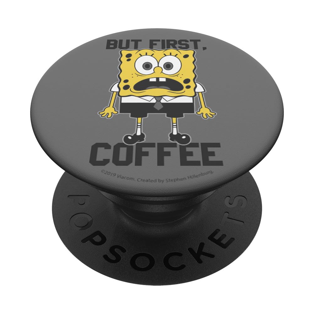 SpongeBob SquarePants Wide-Eyed Coffee Mug PopSocket - Standard PopGrip Phone Grip & Stand for iPhone, Samsung, Smartphones - Perfect for Office, Home, Travel & Daily Use