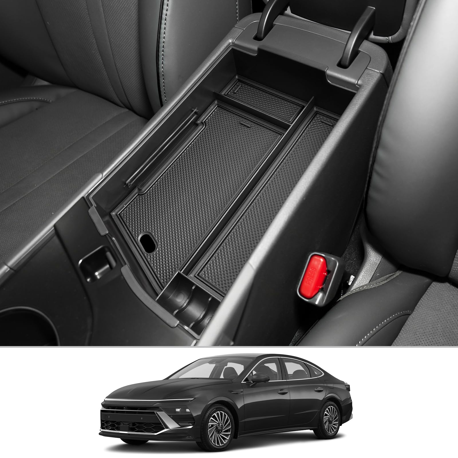 2024-2025 Hyundai Sonata Center Console Organizer Tray - Black Armrest Storage Box Accessories | Perfect for Car Organization, Road Trips & Daily Commute