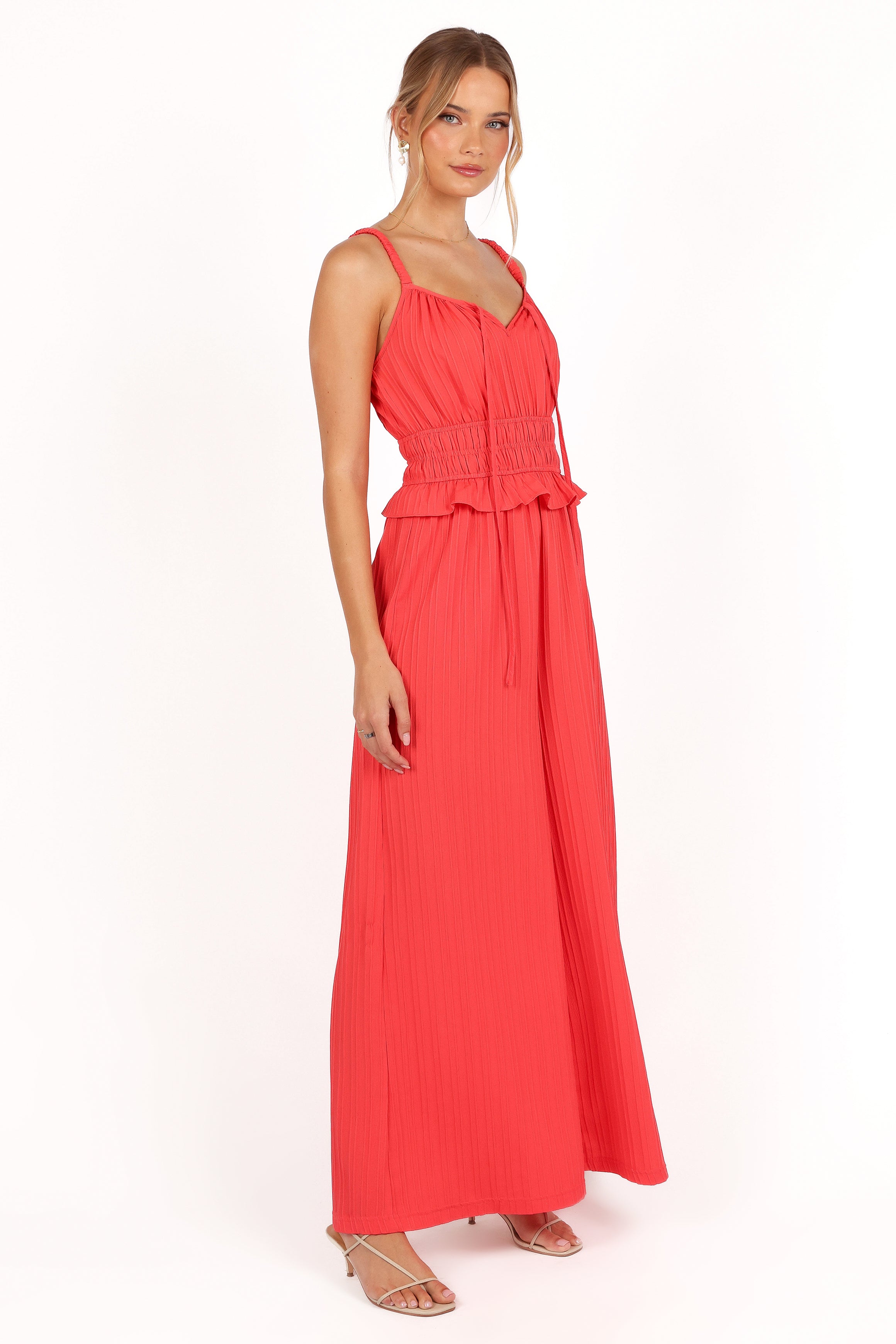 Camry Jumpsuit for Women - Coral Red One Piece Romper | Casual Summer Outfit, Beach Wear & Party Dress