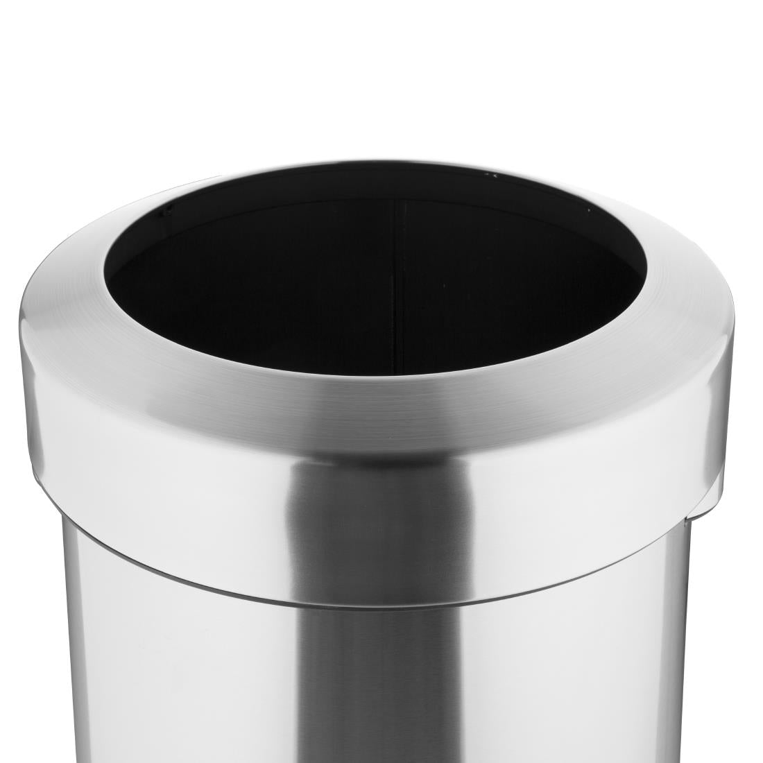 70L Brushed Steel Open Top Trash Bin with Lid – Ideal for Kitchen, Office & Outdoor Waste Disposal