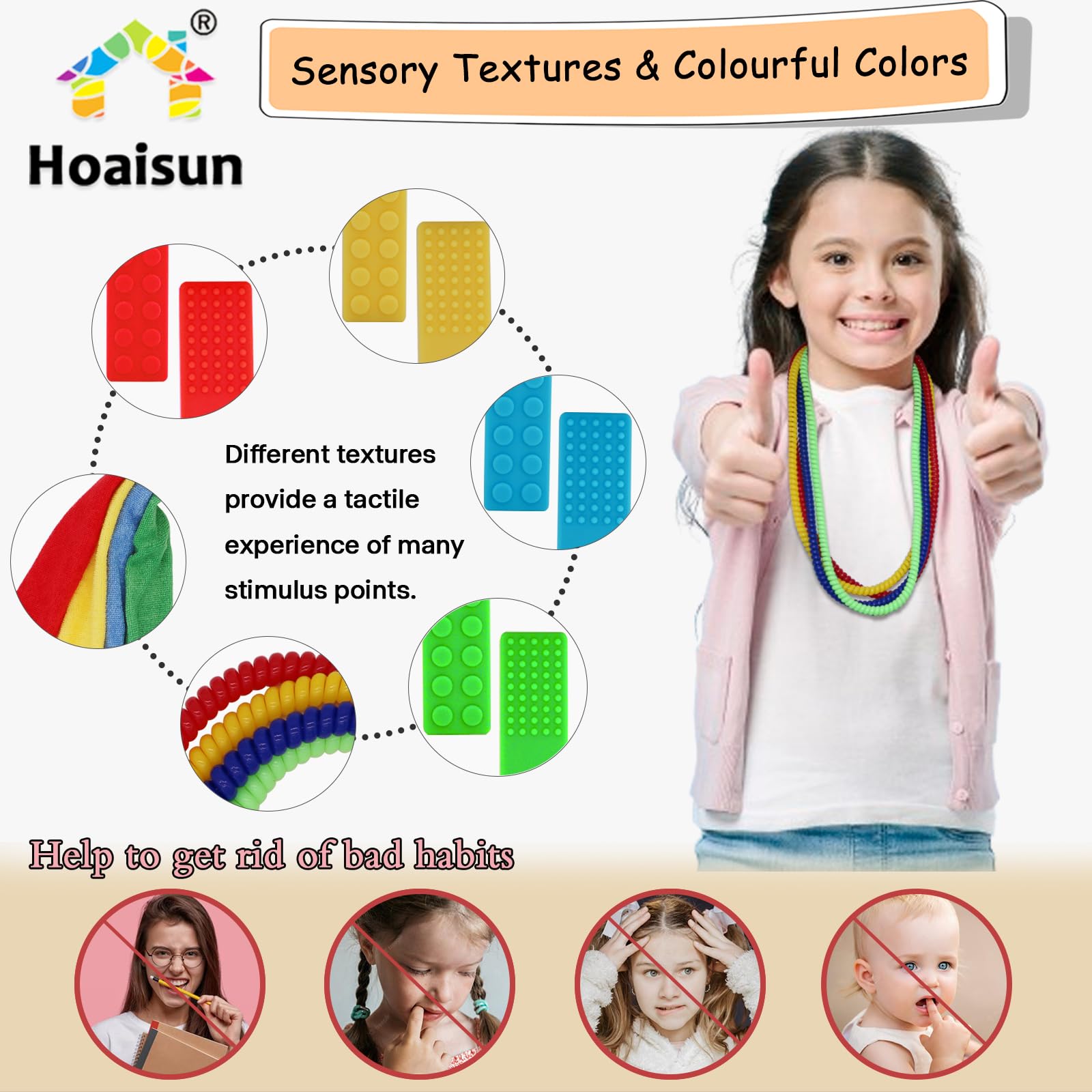12 Pack Sensory Chew Necklaces for Kids & Adults - Autism & ADHD Chewing Toys, Anxiety Relief Fidget Necklace for Biting, Teething - Durable Silicone Chewable Blocks (Perfect for School, Travel & Stress Relief)