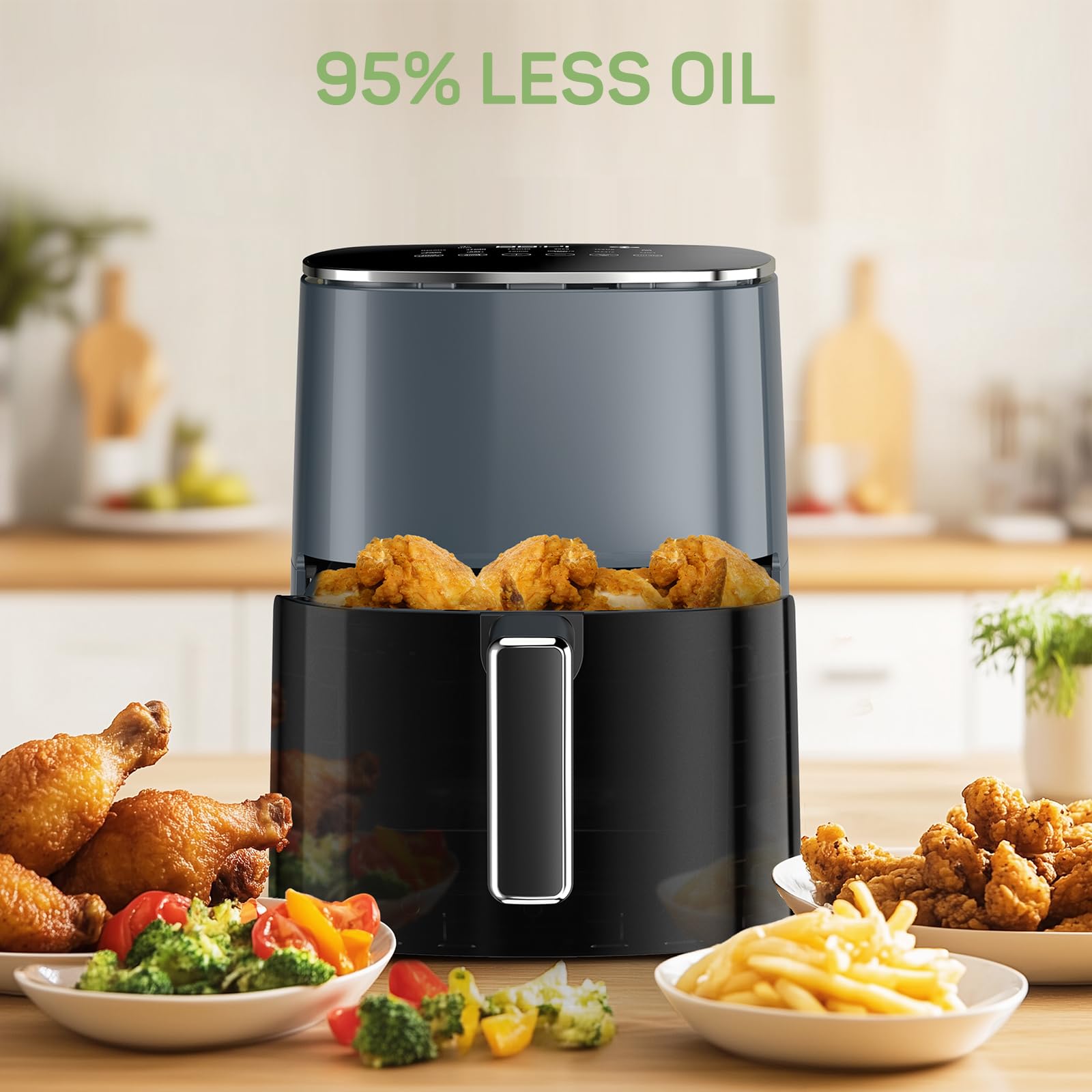 6-Quart Air Fryer with Viewing Window - 12-in-1 Multi-Function for Air Frying, Roasting, Baking, Reheating & Dehydrating | Up to 400°F | Perfect for Healthy Cooking, Meal Prep & Quick Family Dinners