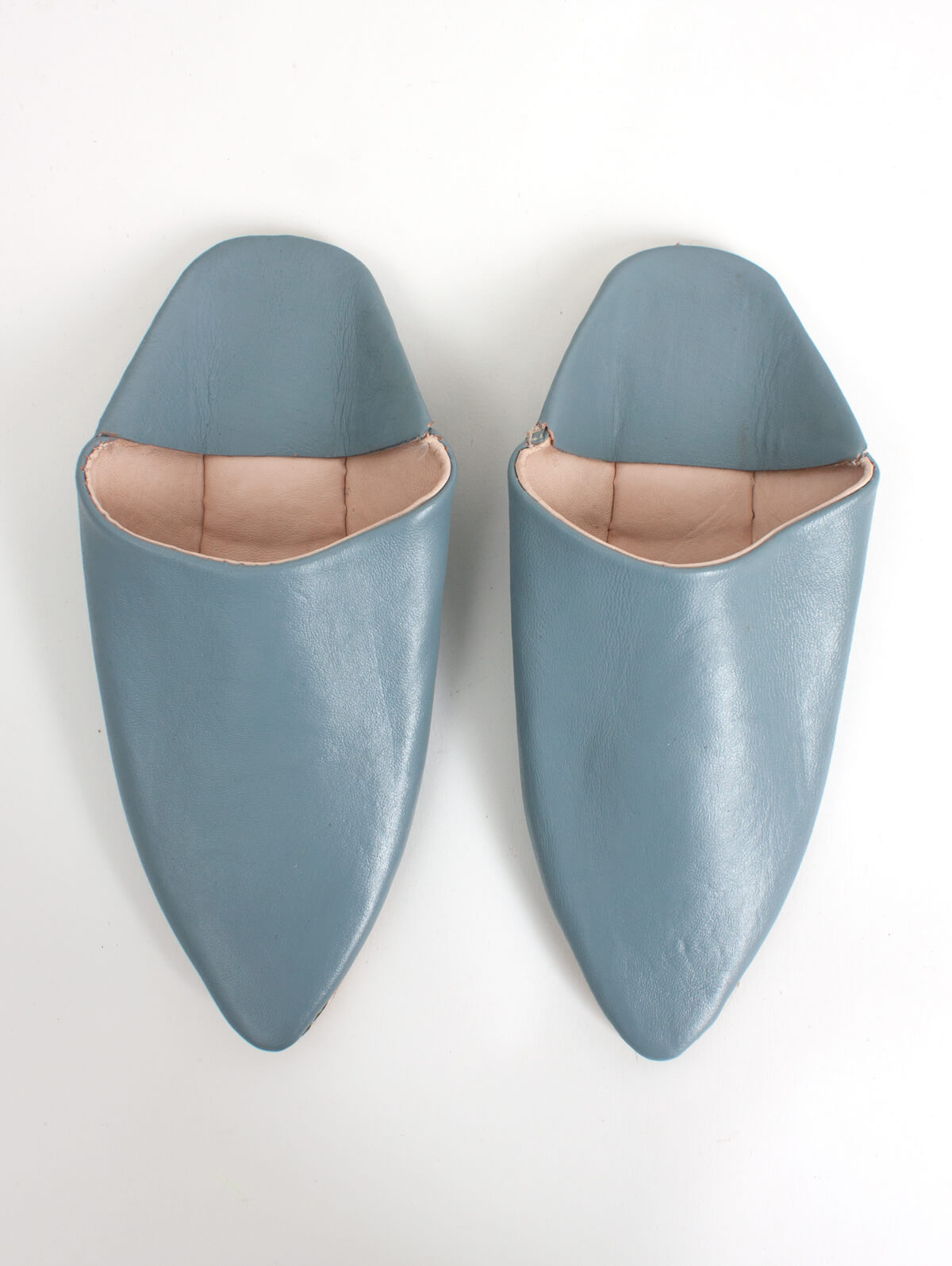 Authentic Moroccan Classic Pointed Babouche Slippers - Soft Grey Leather Comfortable House Shoes | Perfect for Home, Lounge & Cultural Fashion