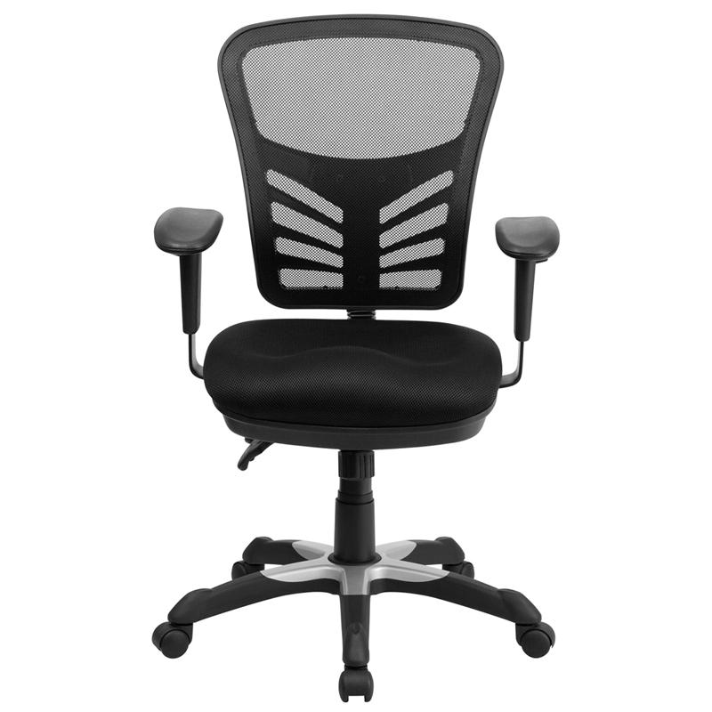 FLASH Mid Back Mesh Executive Office Chair - Ergonomic Swivel Chair with Adjustable Arms & Lumbar Support (Model HL 0001) - Perfect for Home Office, Gaming & Workspaces