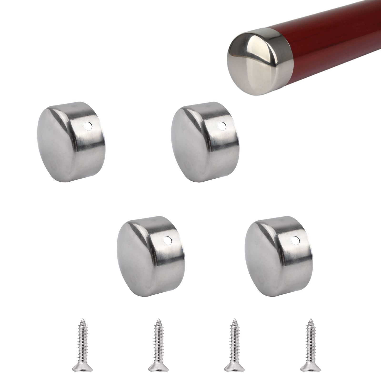 Stainless Steel Handrail End Caps - 4PCS for 45mm Rail, Staircase Safety
