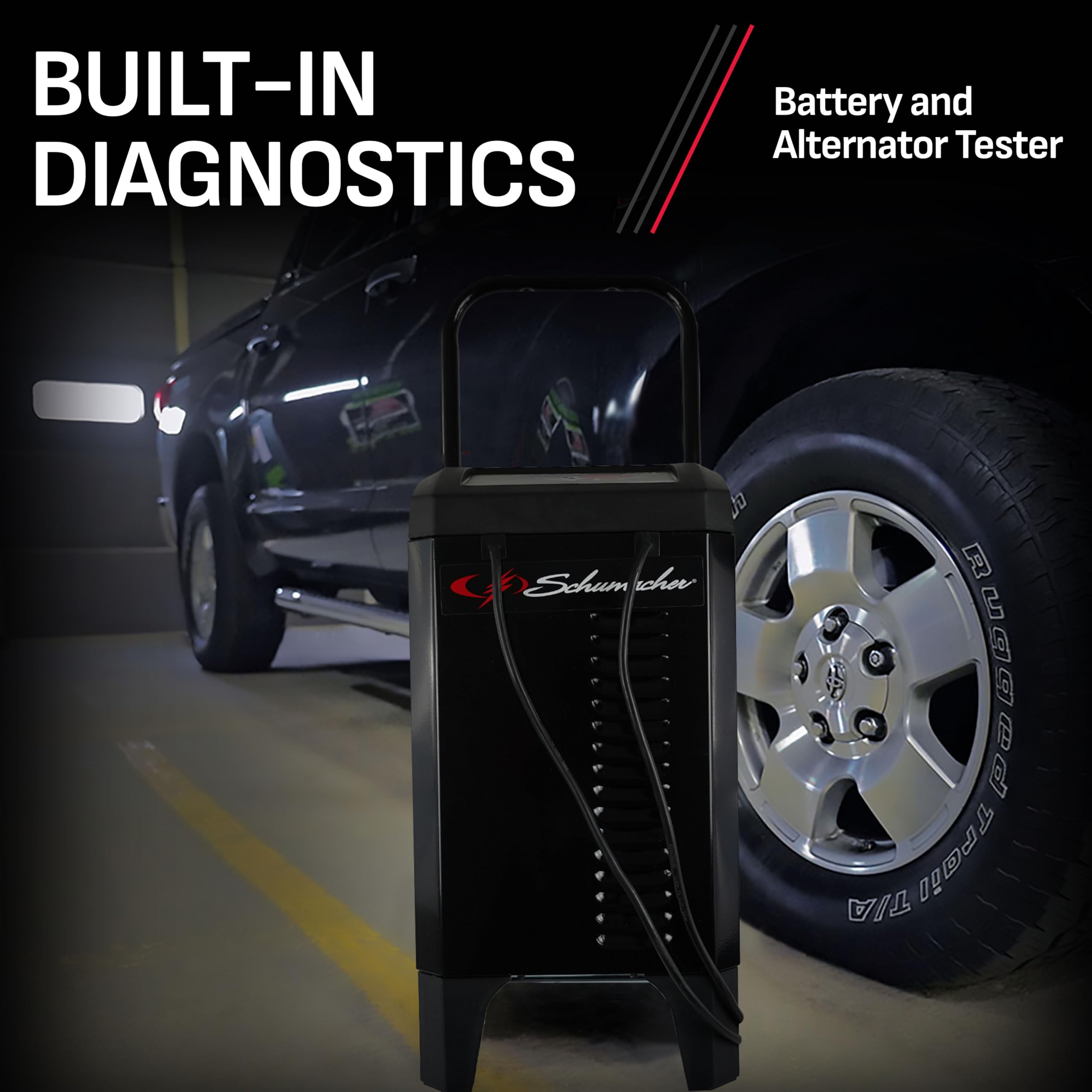 Schumacher SC1309 6/12V 200A Fully Automatic Battery Charger & Engine Starter - 40A Boost, Multi-Stage Charging & Alternator Tester - Perfect for Cars, Trucks, SUVs & Marine Batteries - Emergency Jump Start & Winter Maintenance