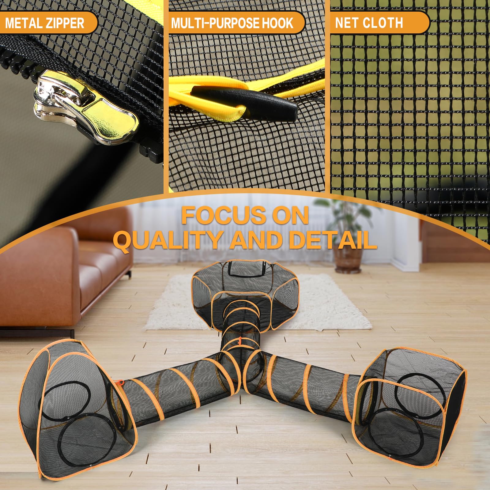 5 in 1 Outdoor Cat Tent with Tunnel - Portable Cat Enclosure for Indoor & Outdoor Cats - Includes Cat Harness, Leash, Wand Toy & Feather Toys - Perfect for Backyard, Camping & Indoor Playpen