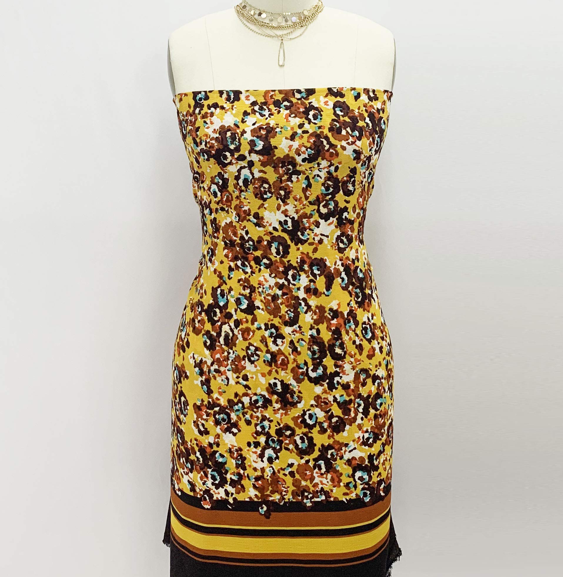Golden Mustard Aqua Animal Print Chiffon Fabric - DIY Dresses & Scarves