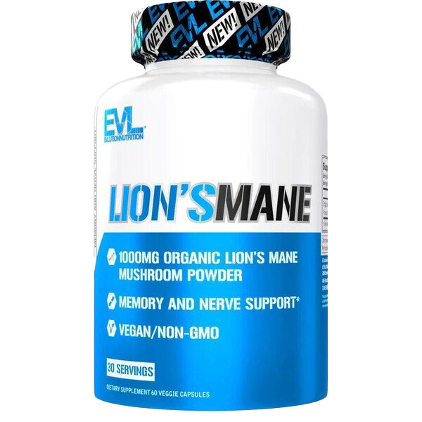 EVLution Nutrition Lion's Mane Mushroom Supplement - 60 Vegan Capsules for Brain Health, Focus & Memory Support - Perfect for Students, Professionals & Cognitive Enhancement