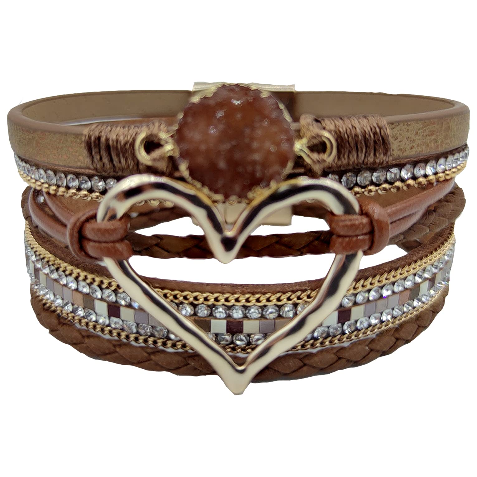 XLCTT Magnetic Clasp Boho Wrap Bracelets - Leather Cuff Bangle Beaded Bracelets for Women, Stackable Infinity Jewelry - Perfect for Casual Wear, Layering & Boho Fashion Accessories