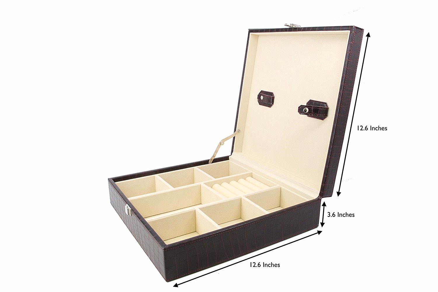 Premium Handcrafted Genuine Crocodile Leather Tie & Cufflink Storage Box for Men - Luxury Seal Brown Organizer for Neckties, Accessories & Gifts - Perfect for Home, Office & Travel Use