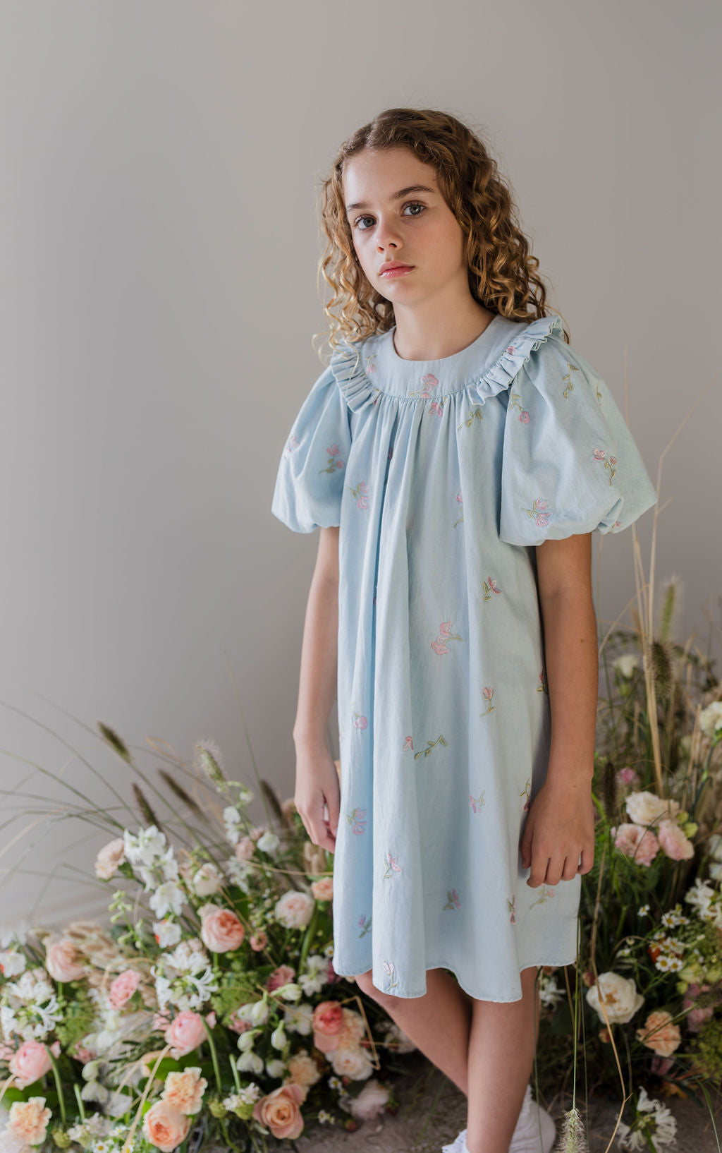 Steph by Petit Amalie Embroidered Chambray Babydoll Dress - Floral Lace Trim Summer Dress for Women | Perfect for Beach Vacations, Date Nights & Garden Parties