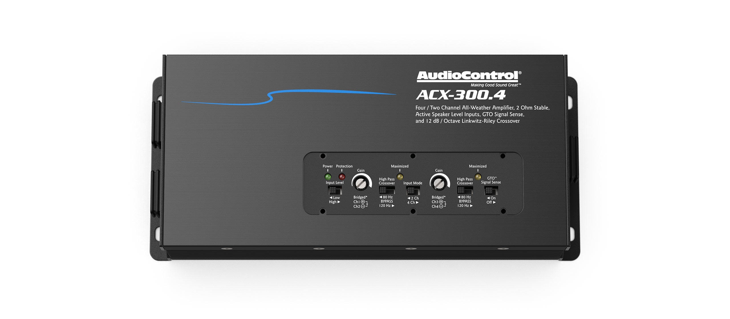 AudioControl ACX 300.4 4-Channel Marine Amplifier with Accubass® Technology - Waterproof Car Audio Amp for Boats, RVs & Outdoor Sound Systems