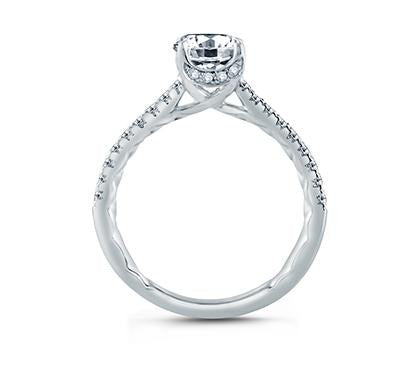 Round Center Draped Gallery Solitaire Engagement Ring - 14K White Gold Diamond Wedding Band for Women - Perfect for Proposals, Anniversaries & Romantic Occasions