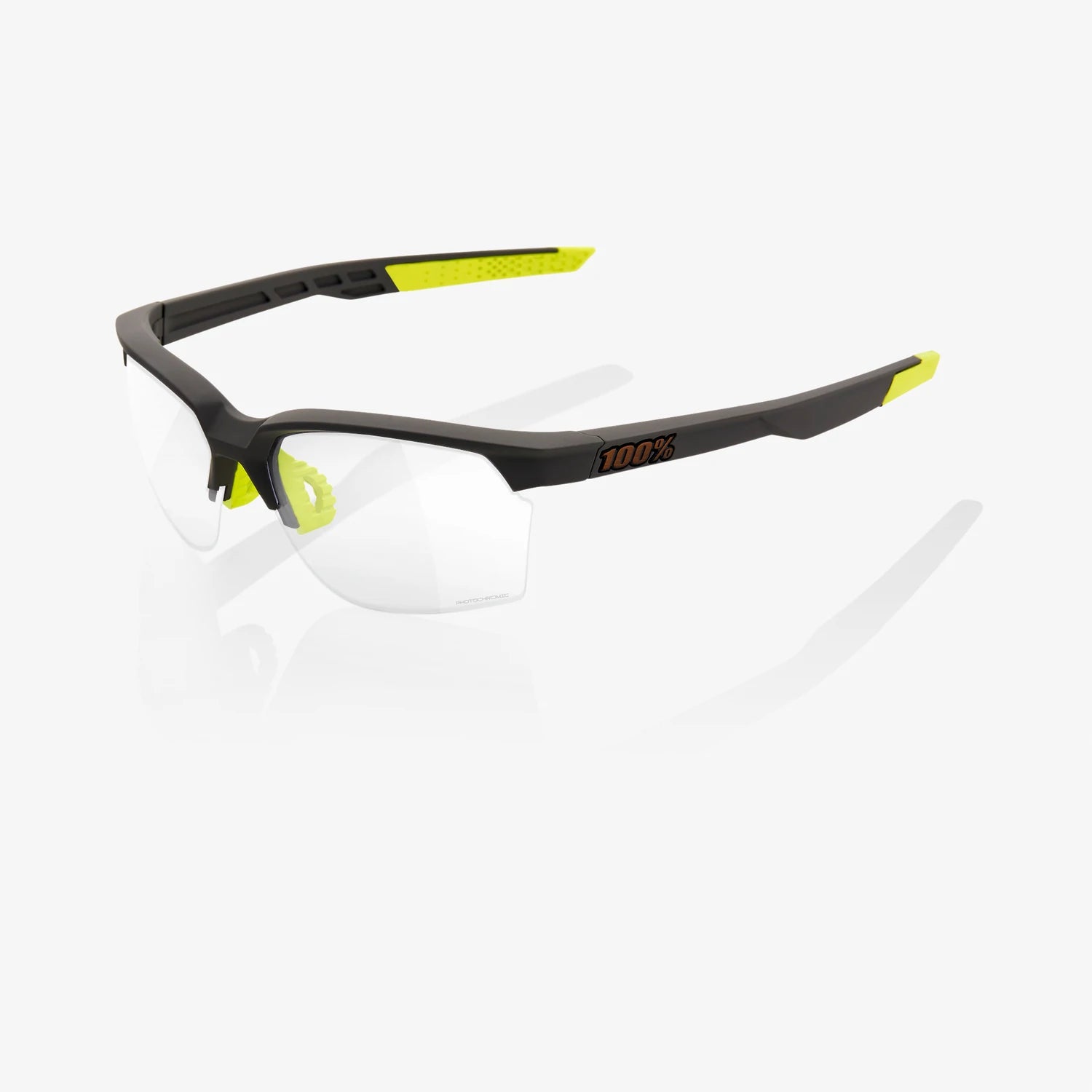 100% Sportcoupe Sunglasses with Photochromic Lenses - Soft Tact Cool Grey for Running, Cycling & Outdoor Sports