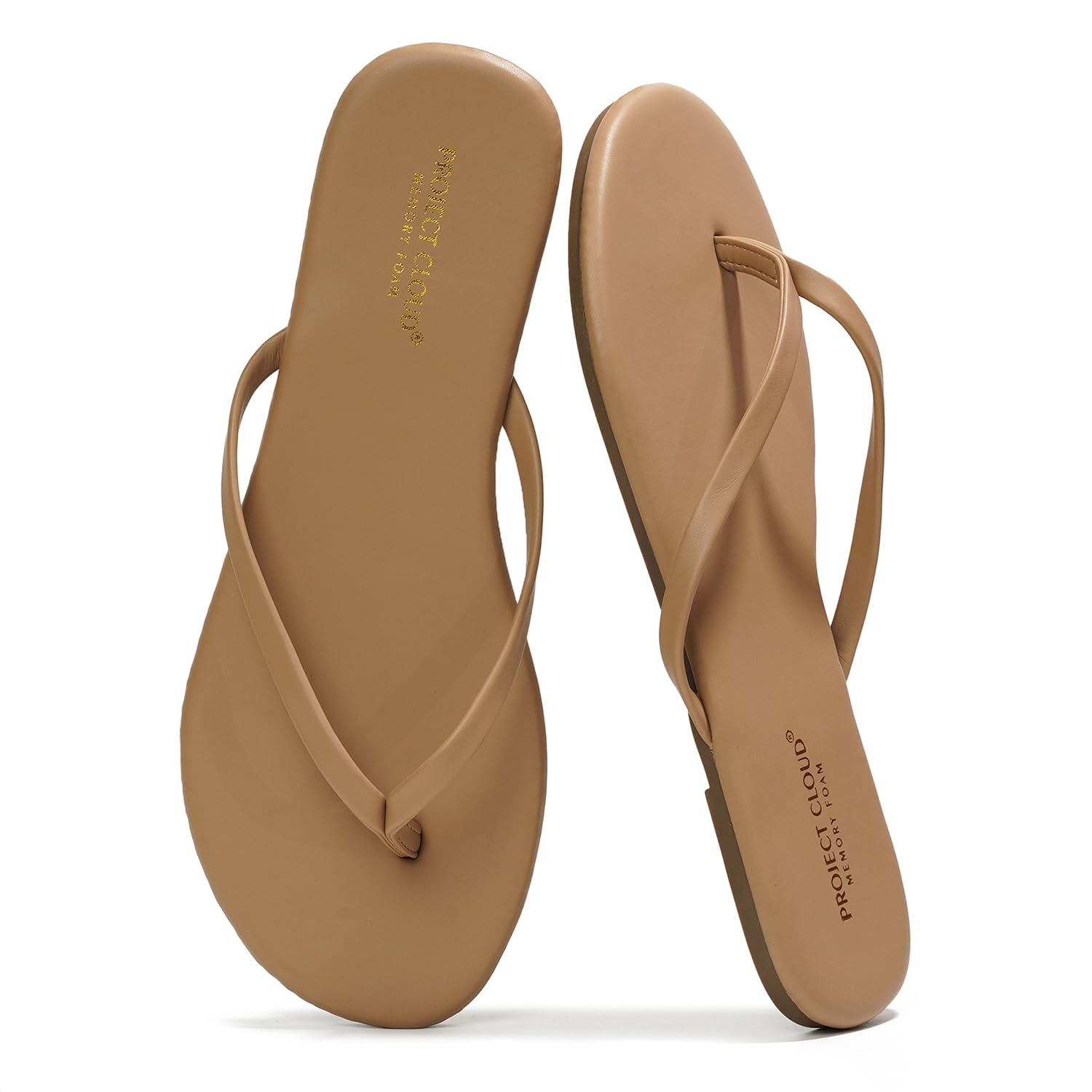 Women's Project Cloud Flip Flops - Memory Foam Comfort Sandals | Vegan Leather Lightweight Summer Slides for Beach & Pool | 2025 Trendy Footwear Essentials