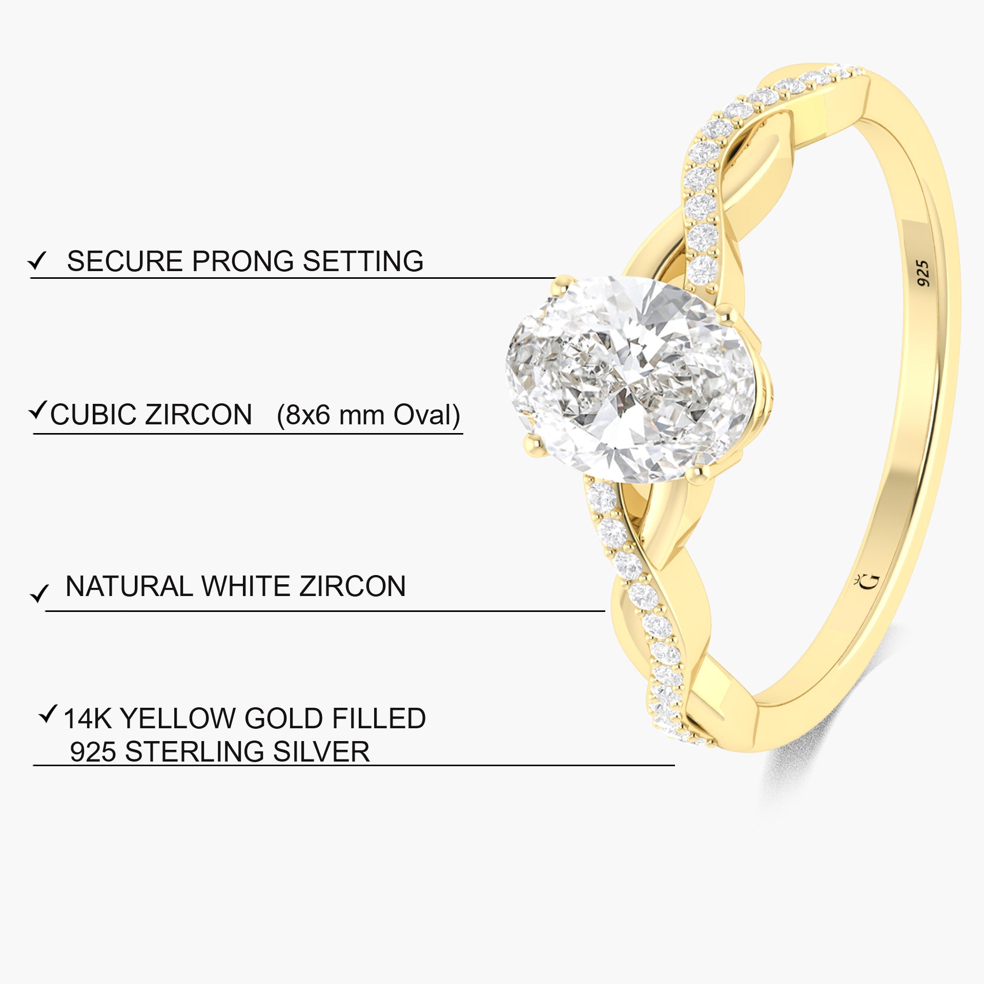 Elegant Oval Cubic Zirconia Gold Statement Wedding Ring for Women - Perfect for Engagement, Anniversary & Special Occasion Jewelry Gift