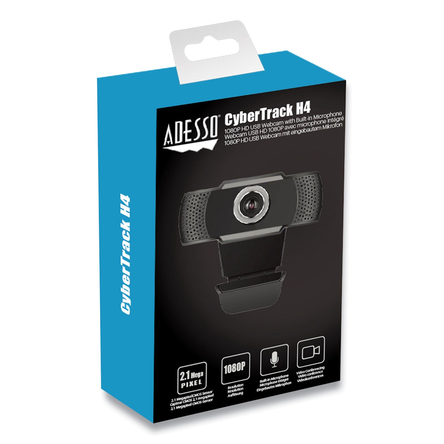 Adesso Cybertrack H4 1080p HD USB Webcam with Built-in Microphone & Manual Focus - 2.1 Megapixels Full HD Web Camera for Zoom Meetings, Online Classes, Video Conferencing & Live Streaming (Black)
