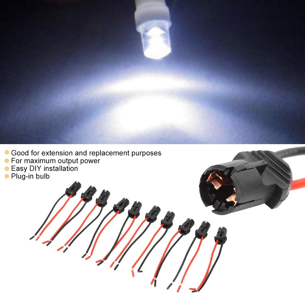 10pcs T10 Wedge Light Bulb Female Connector Adapter - Car, Truck & Boat LED Socket Base for Interior & Exterior Lighting Upgrades
