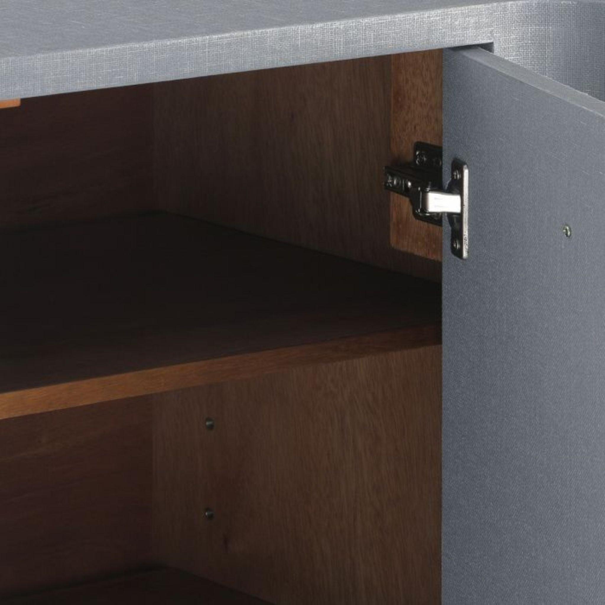 Audrey Media Cabinet - Washed Winter Gray Finish with Custom Pull Options - Perfect for Living Room, Bedroom & Home Theater Storage