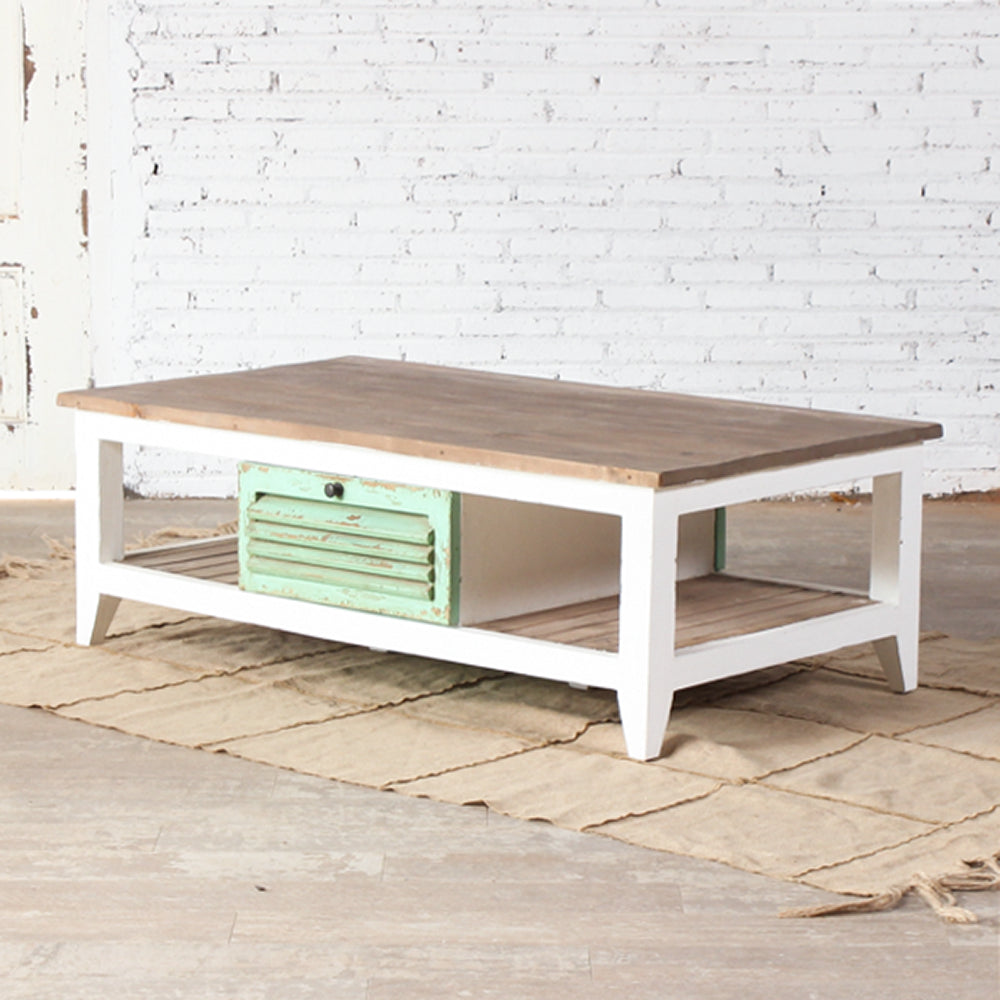 Handmade Indian Coffee Table - Solid Mango Wood, Ethreal Whites Design | Living Room, Lounge, Boho Home Decor Furniture