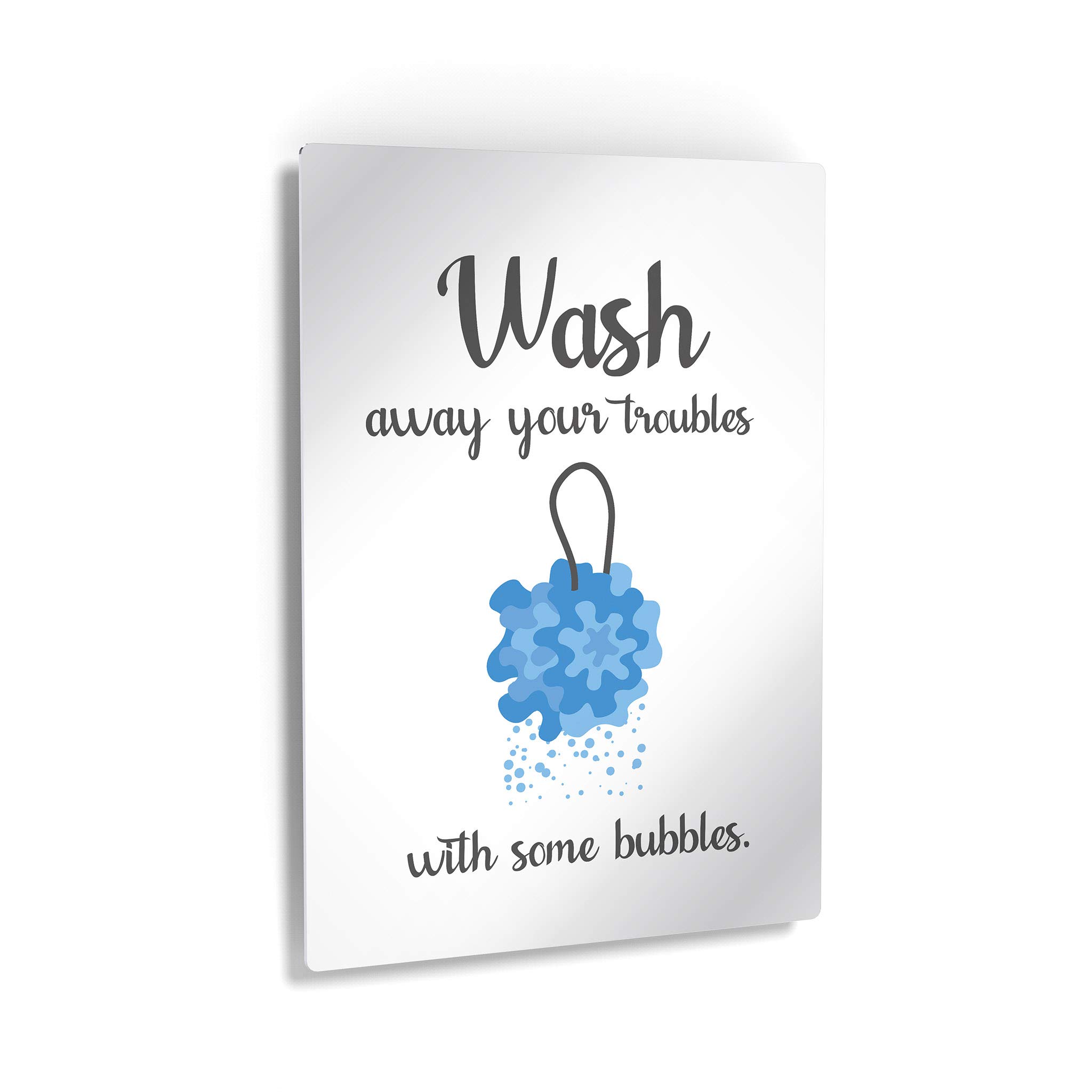 Smile Art Design 'Wash Away Your Troubles with Some Bubbles' Funny Bathroom Wall Decor - Metal Print Bathroom Sign, Kids Wall Art, Home Decoration (36x24 Inches, Ready to Hang, Made in USA) - Perfect for Bathrooms, Kids' Rooms, and Humorous Home Décor