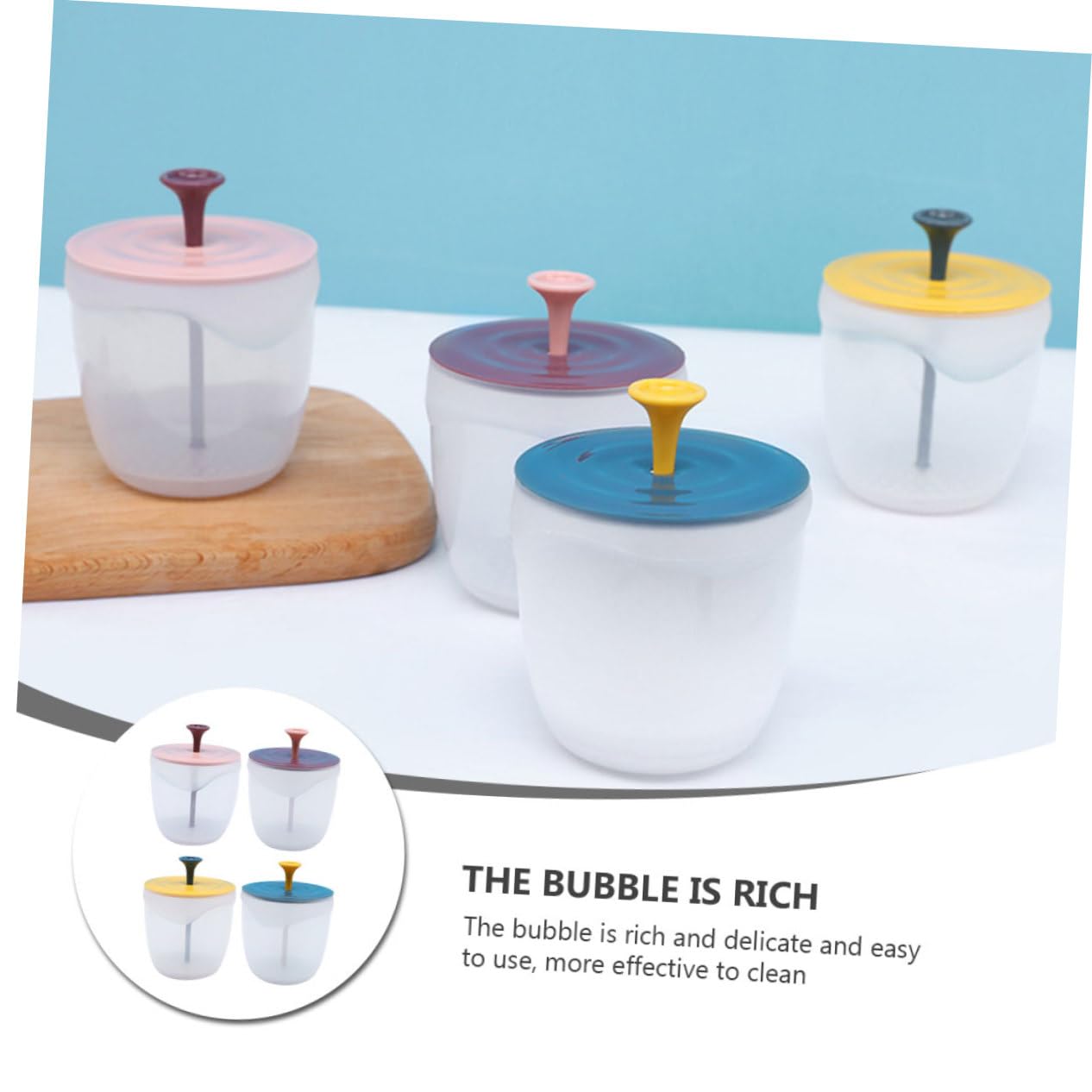 CANIGHT Facial Bubbler Set - 4pc Travel Portable Foaming Cup for Face Wash | PP Material Bubble Maker Bottle | Perfect for Skincare Routine, Travel & Spa Use