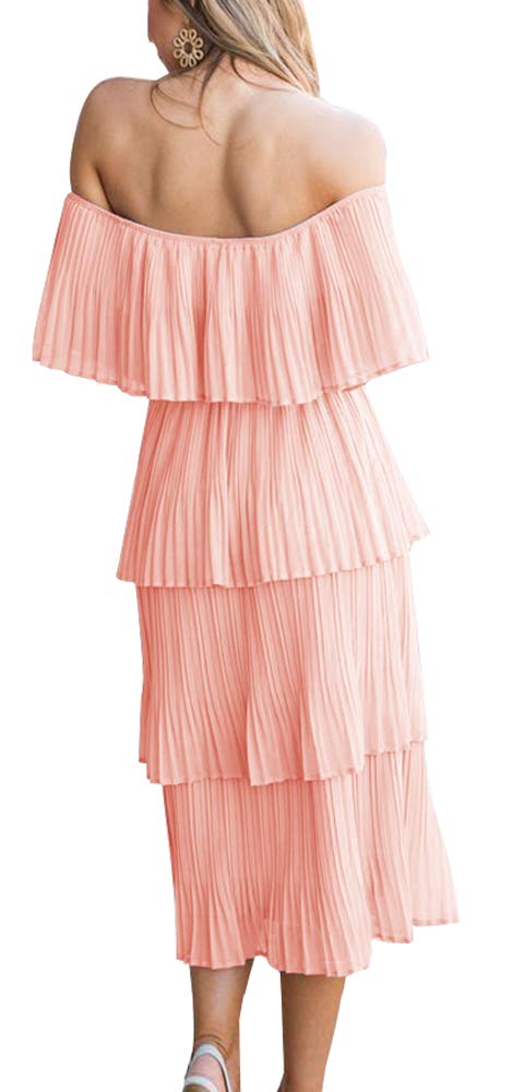 ETCYY Women's Off Shoulder Ruffled Chiffon Maxi Dress - Elegant Summer Wedding Guest, Beach Party & Casual Long Dress for Women | Perfect for Outdoor Events, Vacations & Date Nights
