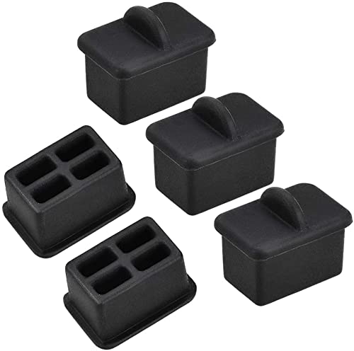 5-Pack Black Silicone SFP-A Port Dust Cover - Anti-Dust Protector Plug for Computer, Digital Socket & Printer - Perfect for Home Office, Server Rooms & Data Centers