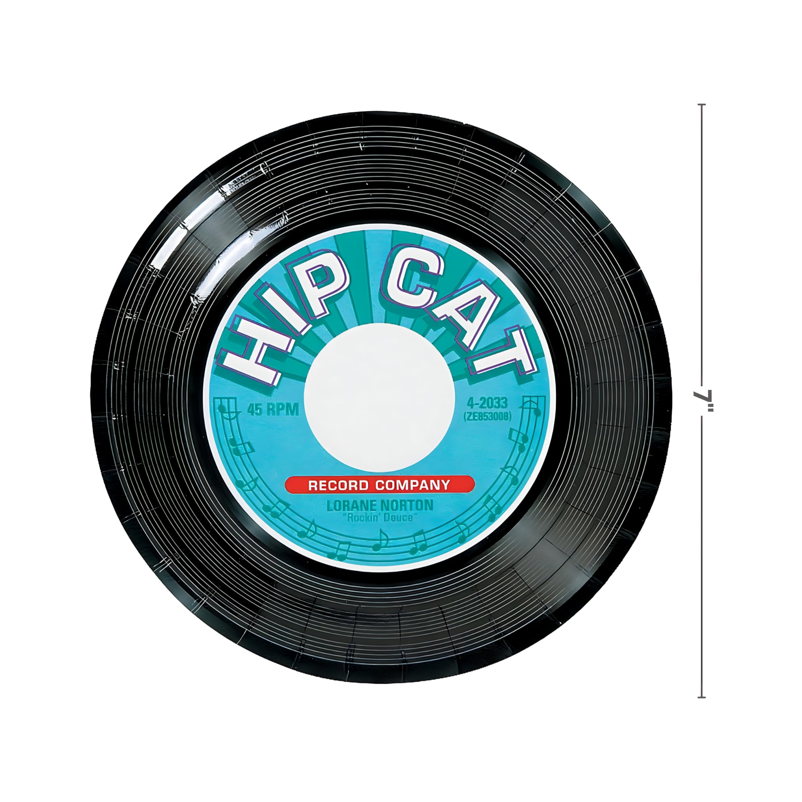 Fun Express Rockin’ 50’s Party Record Paper Dessert Plates - 8 Pack Disposable Music-Themed Plates for Birthday Parties, Baby Showers & Concerts - Perfect for 1950s Retro Theme Decorations & Dessert Serving