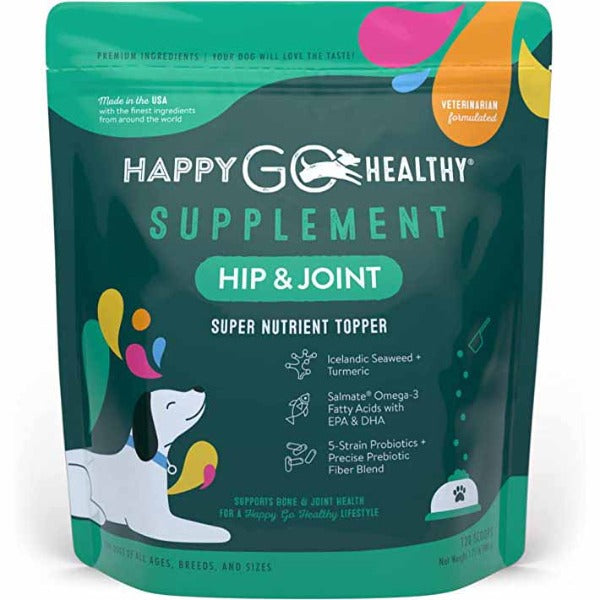 Happy Go Healthy Hip & Joint Supplement for Dogs - Supports Mobility & Joint Health - Ideal for Senior Dogs & Active Canines