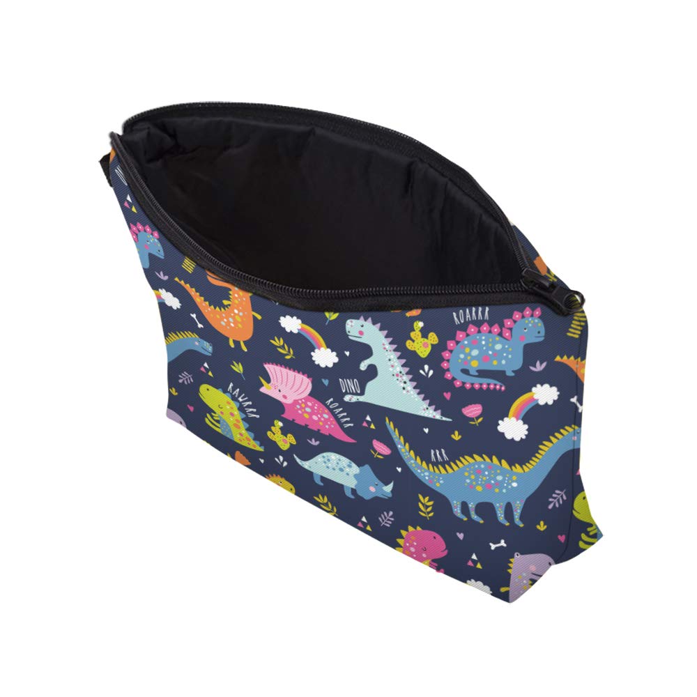 ASCHAR Adorable Waterproof Cosmetic Bag for Women - Roomy Travel Makeup Organizer with Dino Print (Dino 52198) | Perfect for Toiletries, Travel Accessories & Cute Gifts