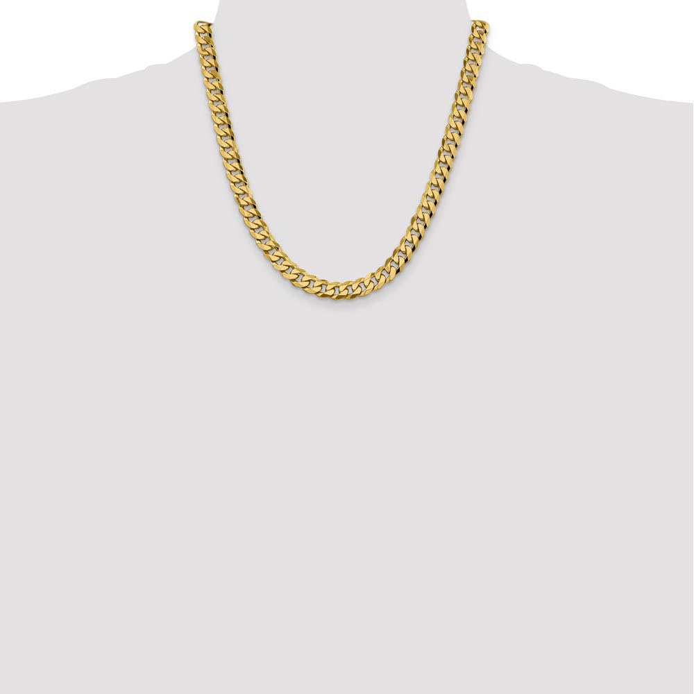 The Black Bow 8.5mm 14k Yellow Gold Solid Beveled Curb Chain Necklace - Perfect for Elegant Evening Wear and Special Occasions