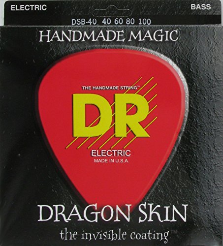DR Strings Bass Guitar Dragon Skin Coated Stainless Steel Round Core Strings (.040-.100 Gauge) - Premium Bass Strings for Rock, Metal & Studio Recording - DSB-40