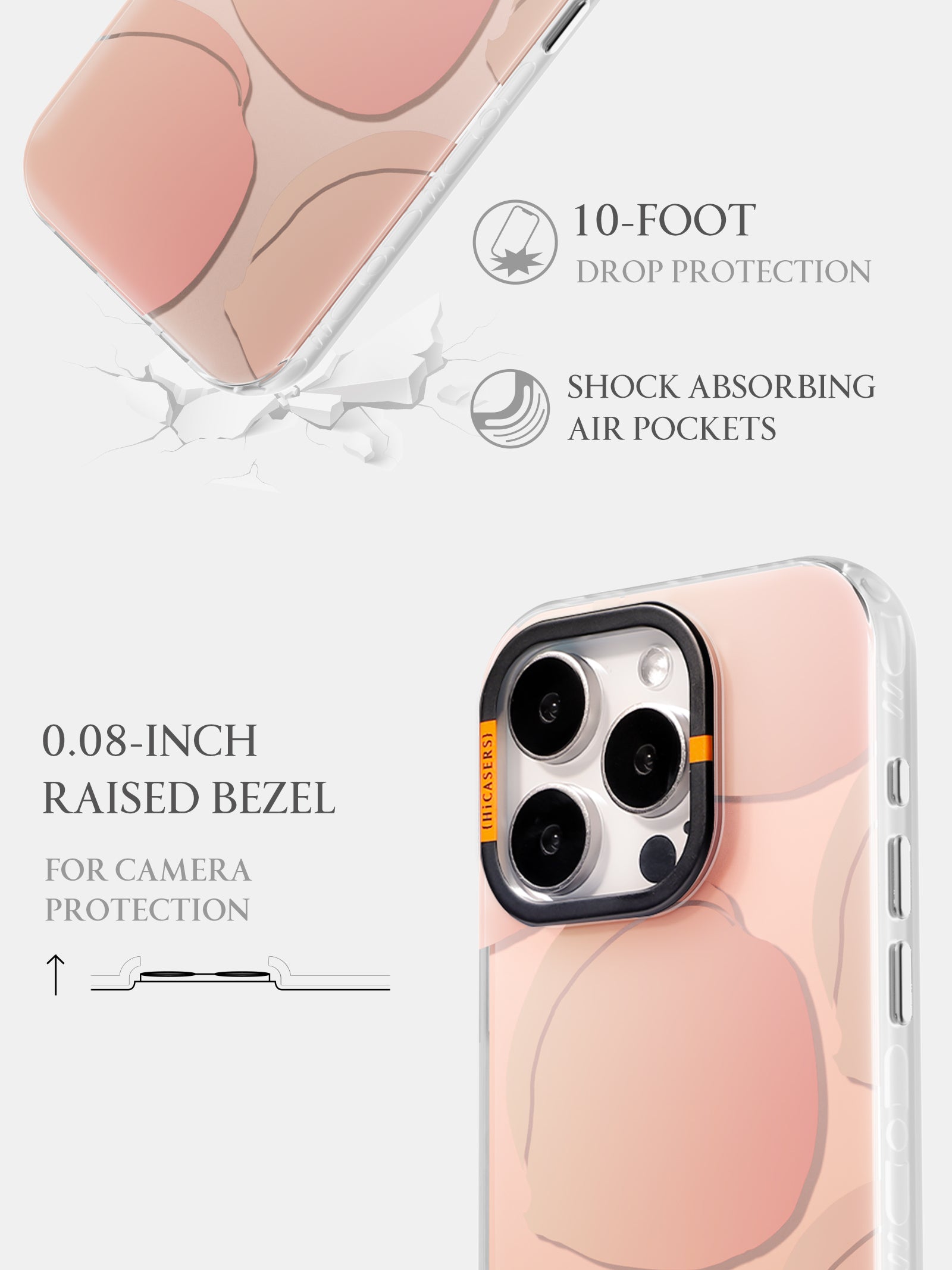 Gradient Pink Peach Pattern Phone Case - Trendy Aesthetic Cover for iPhone & Samsung - Perfect for Spring & Summer Style