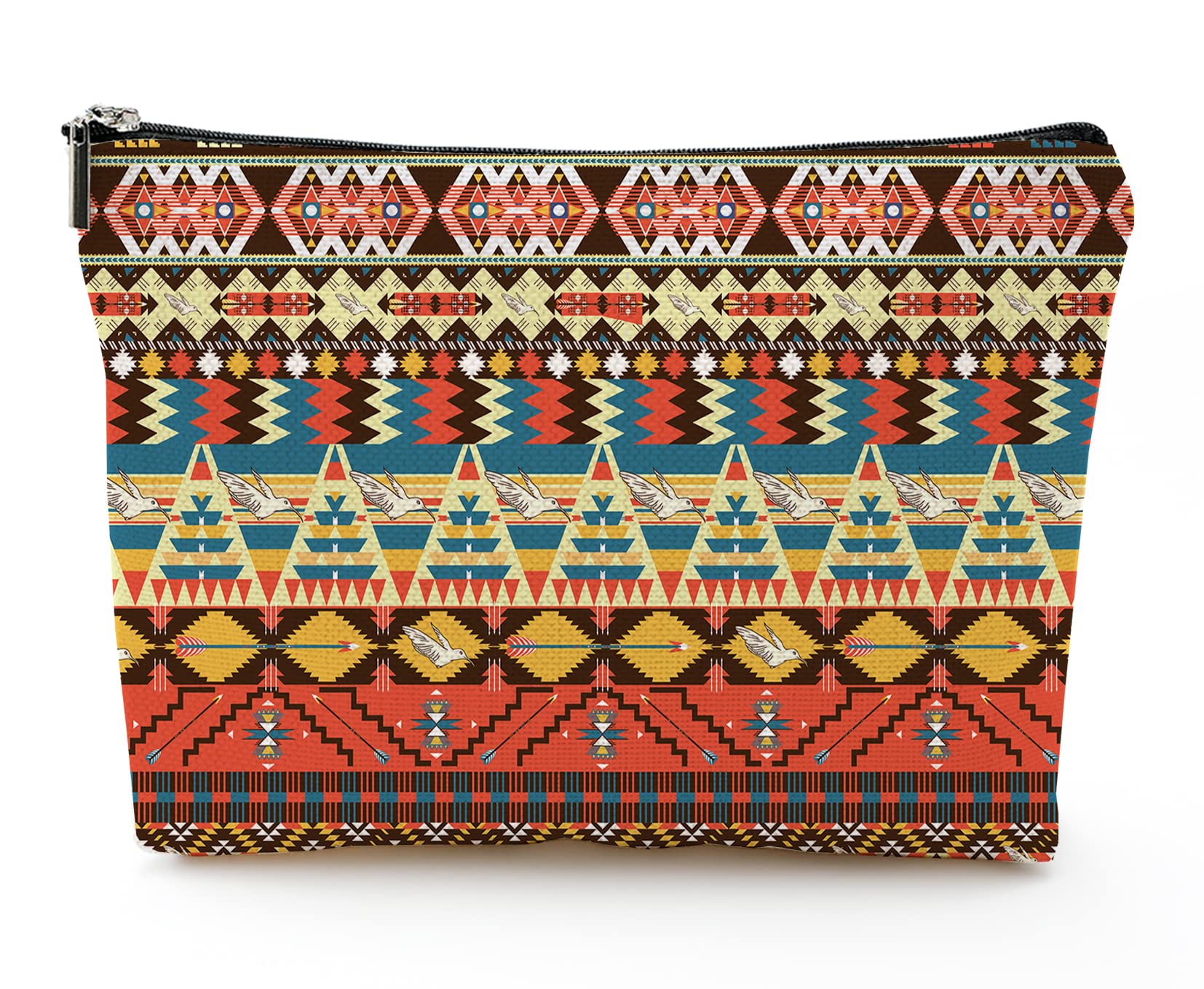 Large Travel Makeup Bag for Women - 7x10 Inch Bohemian Pattern Cosmetic Organizer with Zipper Pouch | Perfect for Toiletries, Makeup Storage & Travel Essentials