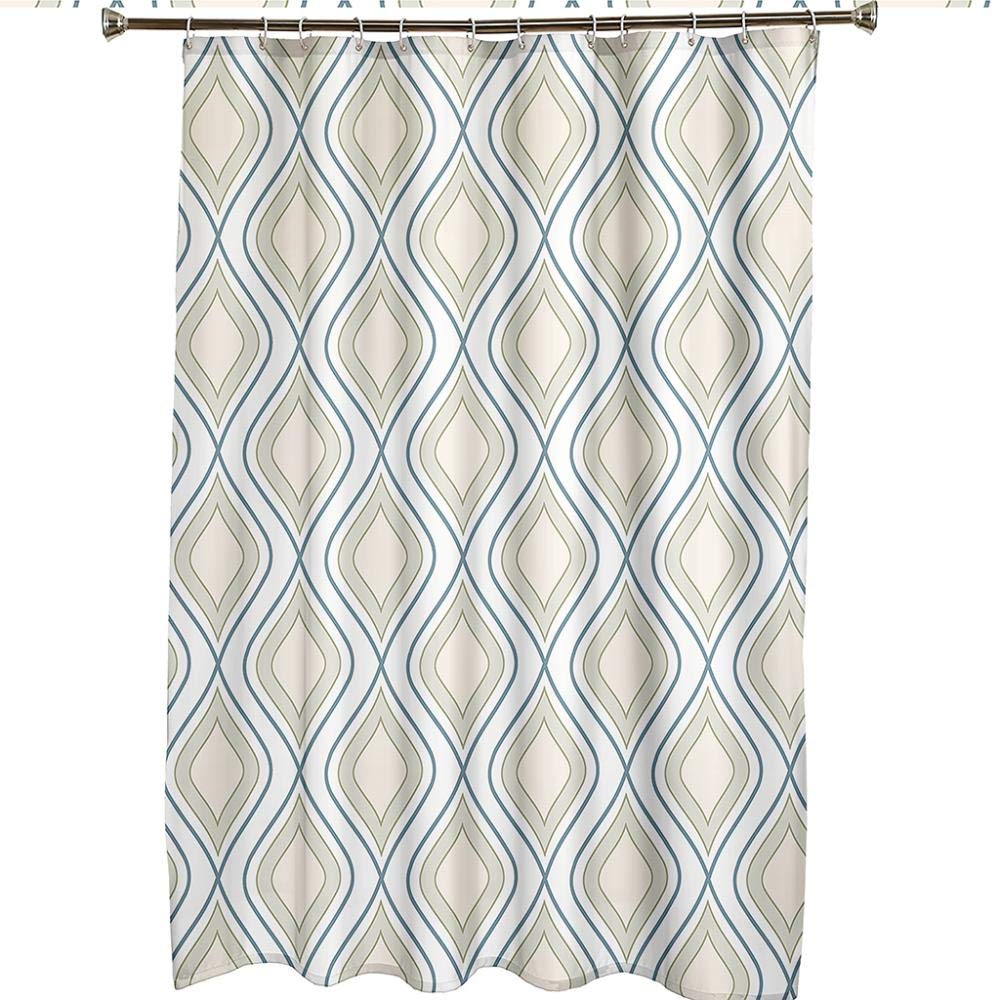 Waterproof Heavy Duty Weighted Fabric Shower Curtain - 180x180cm Washable Bathroom Decor with Modern Rhombus Design for Home, Hotel & Spa Use