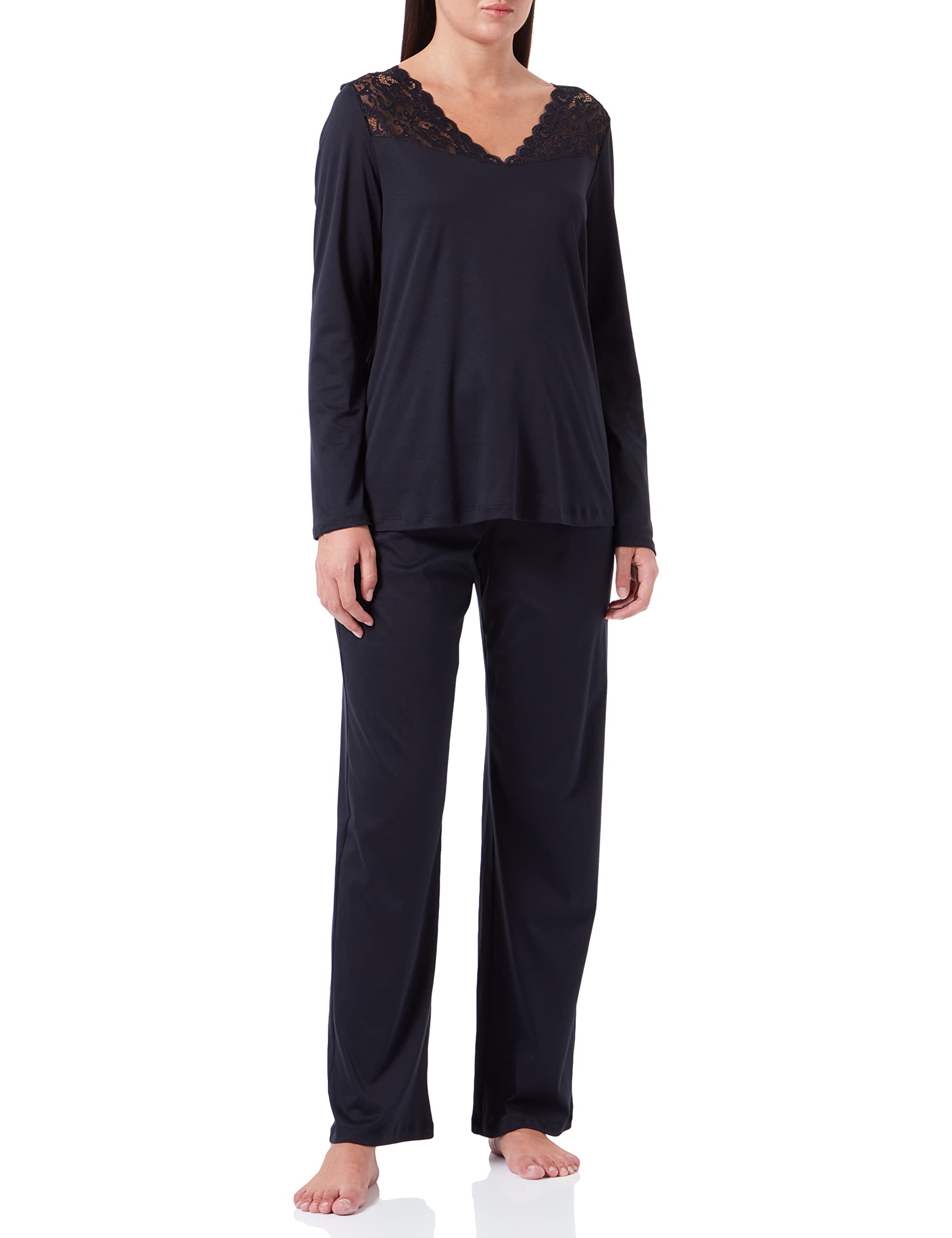 HANRO Women's Soft Cotton Long Sleeve Pajama Set - Comfortable Sleepwear for Nighttime & Lounge Wear