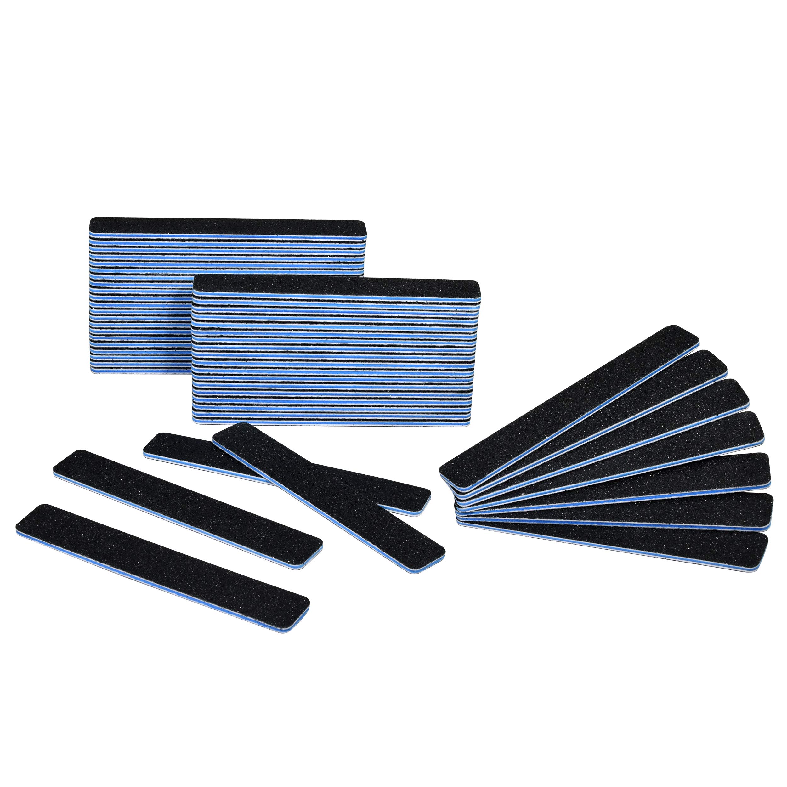 50 PCS Jumbo Black Nail Files for Acrylic Nails - 60/60 Grit Emery Boards - Professional Manicure & Pedicure Tools for Salon & Home Use