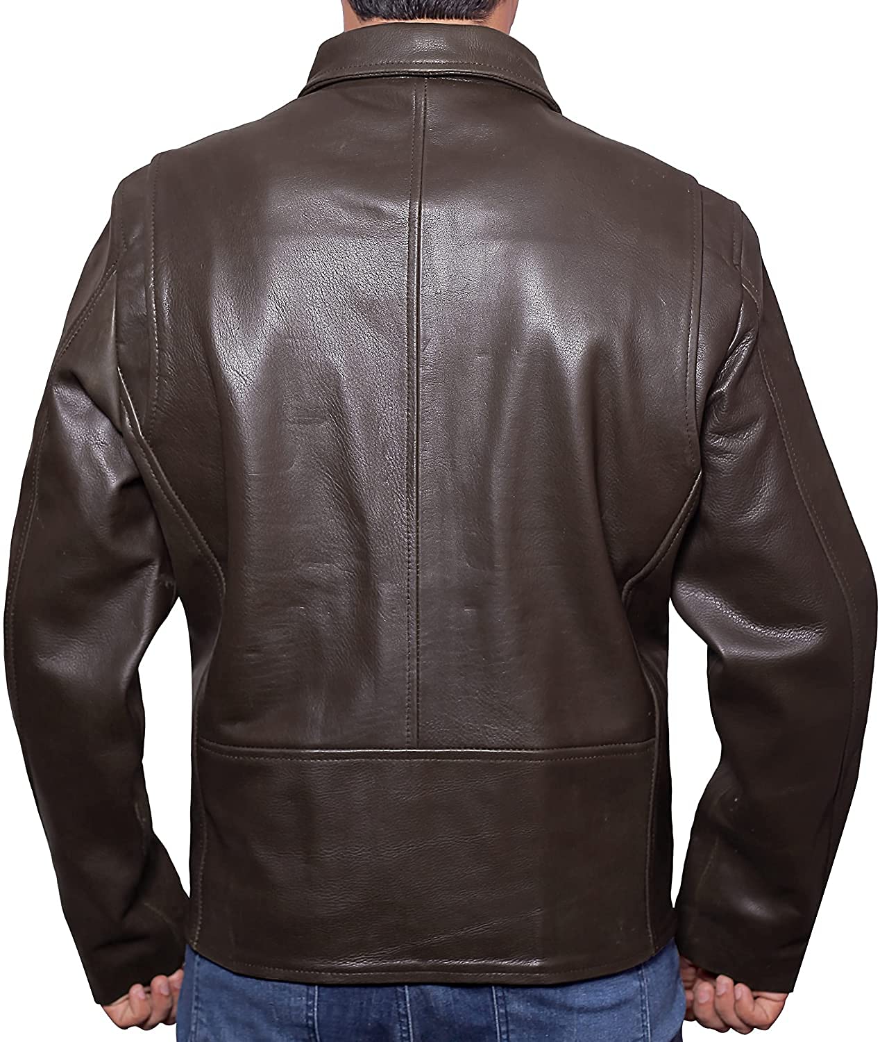 Men's Brown Biker Leather Jacket - Genuine Cow Nappa Grain One Skin Collar Shirt Style | Perfect for Motorcycle Riding, Casual Outfits & Fashion Statements