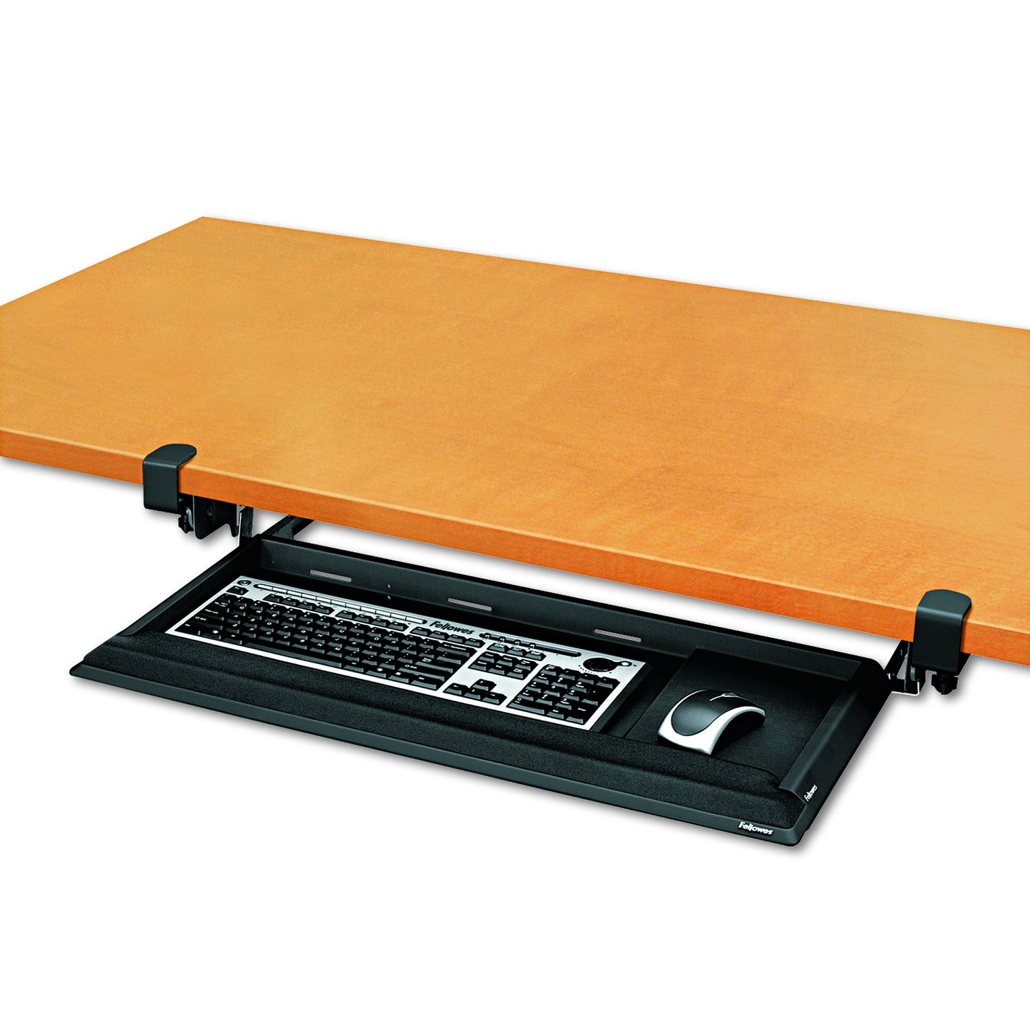 Fellowes Designer Suites Black Keyboard Drawer (8038304) - Ergonomic Under Desk Tray for Home & Office Workspace Organization